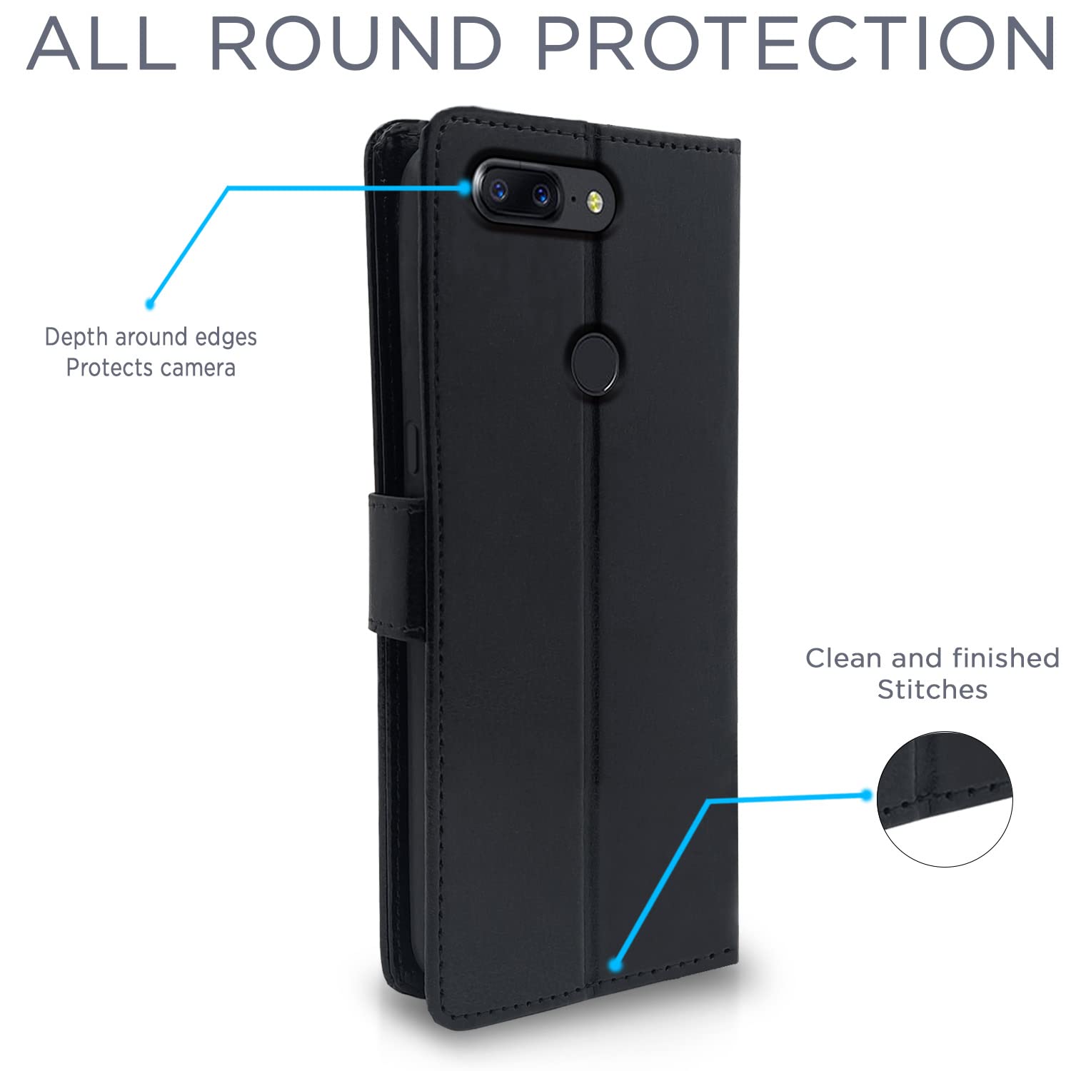 Pikkme OnePlus 5T Vintage Flip Cover | Black