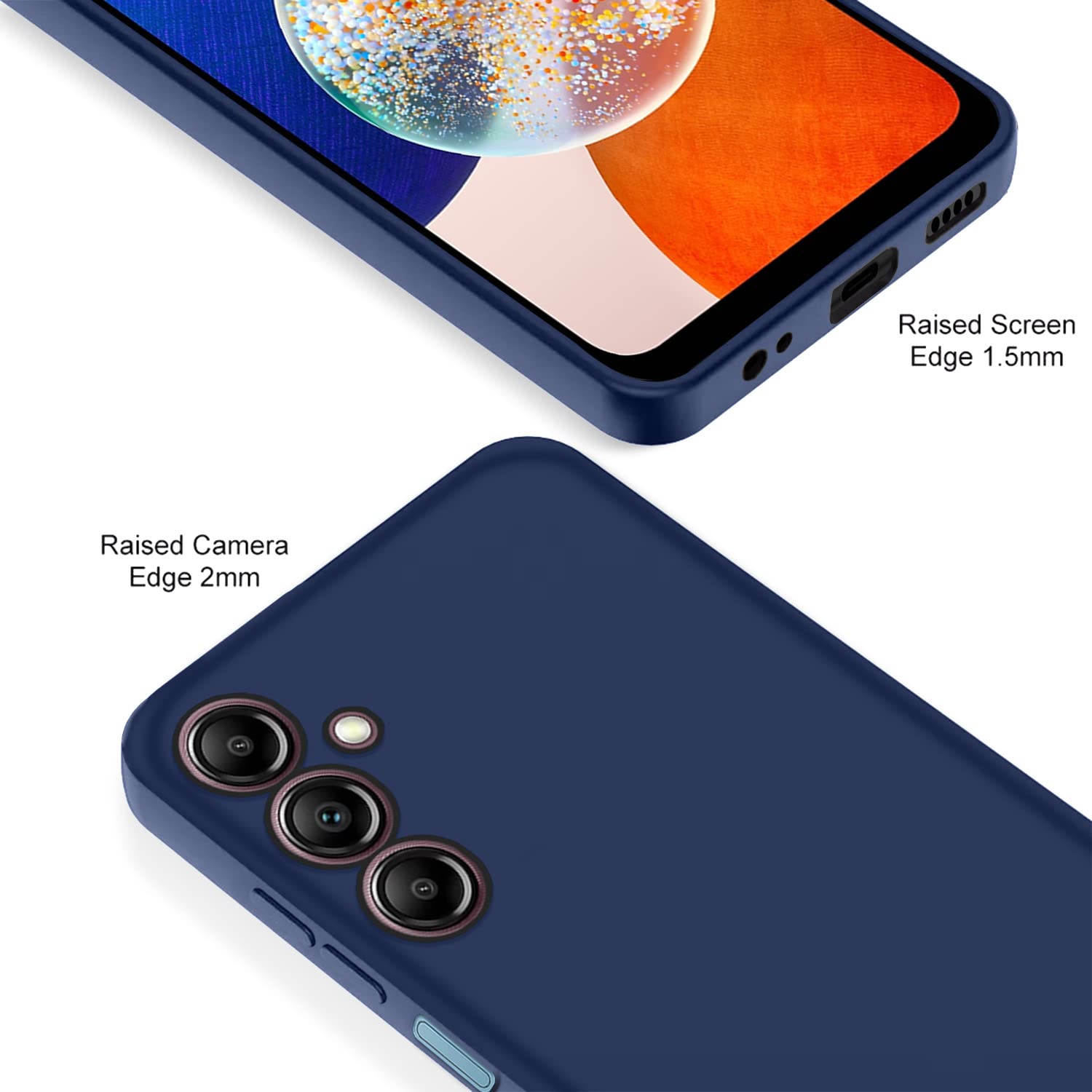 Pikkme Samsung Galaxy A14 5G Soft Silicone Case with Camera Bumper Protection | Blue
