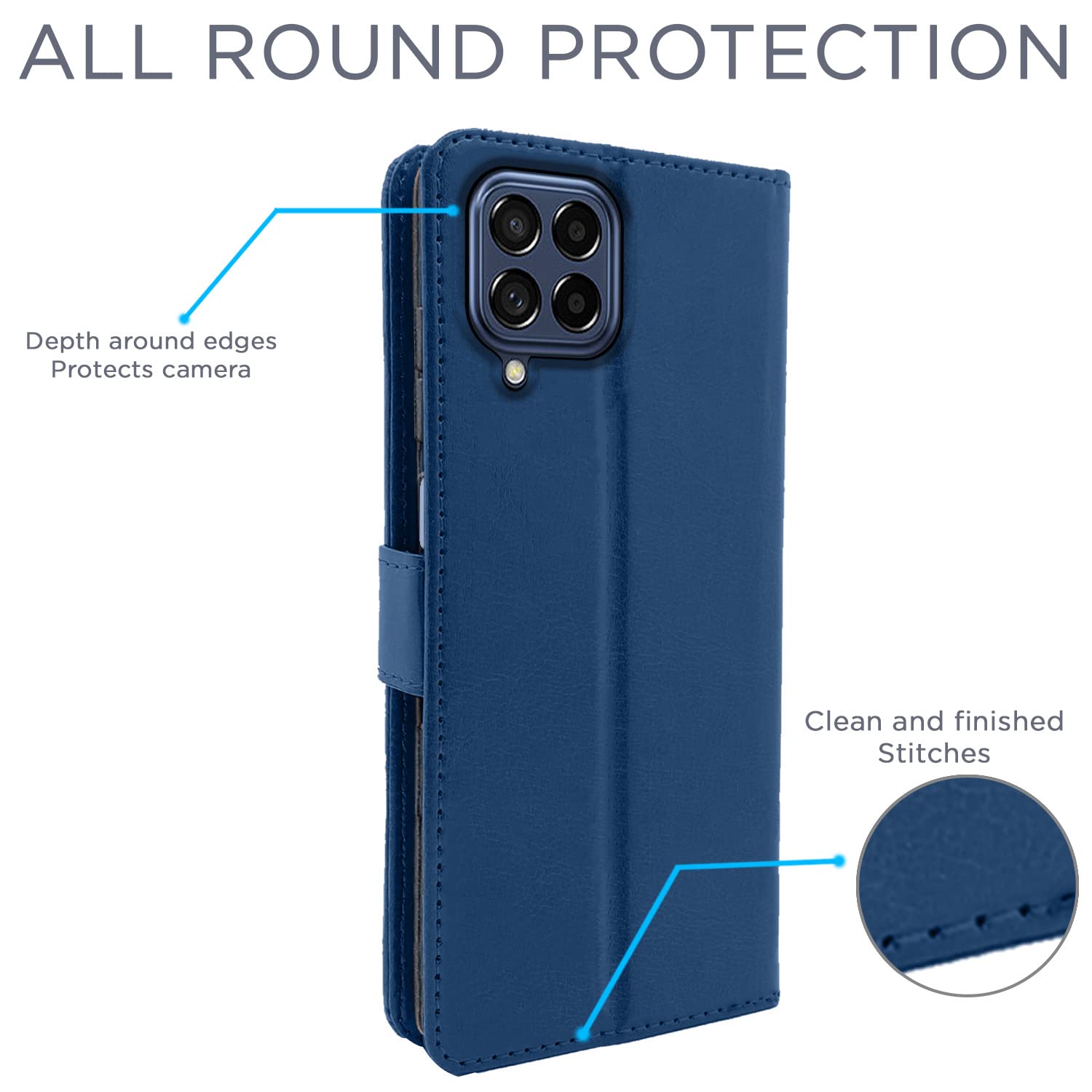Pikkme Samsung Galaxy M53 5G Vintage Flip Cover | Blue