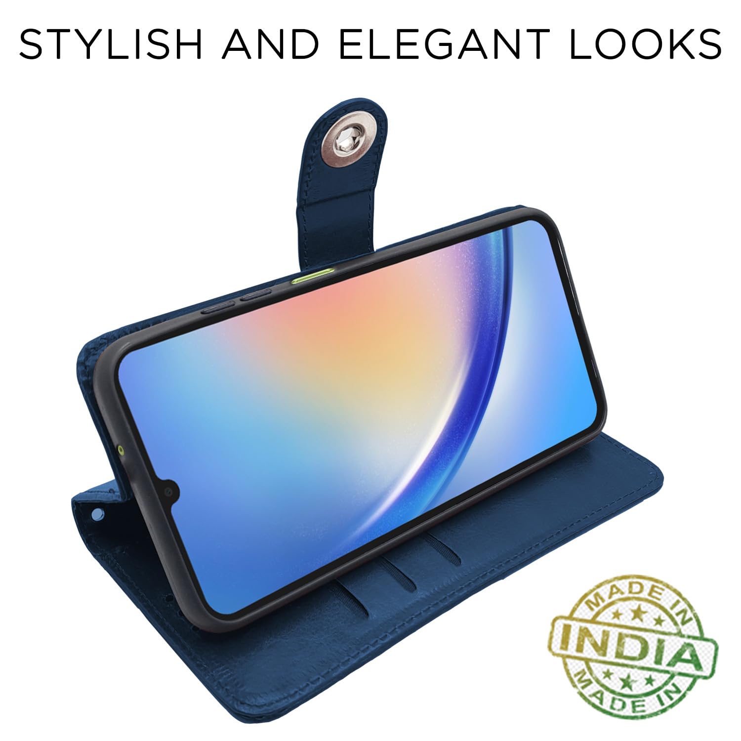 Pikkme Samsung Galaxy A05S Button Flip Cover (Blue)