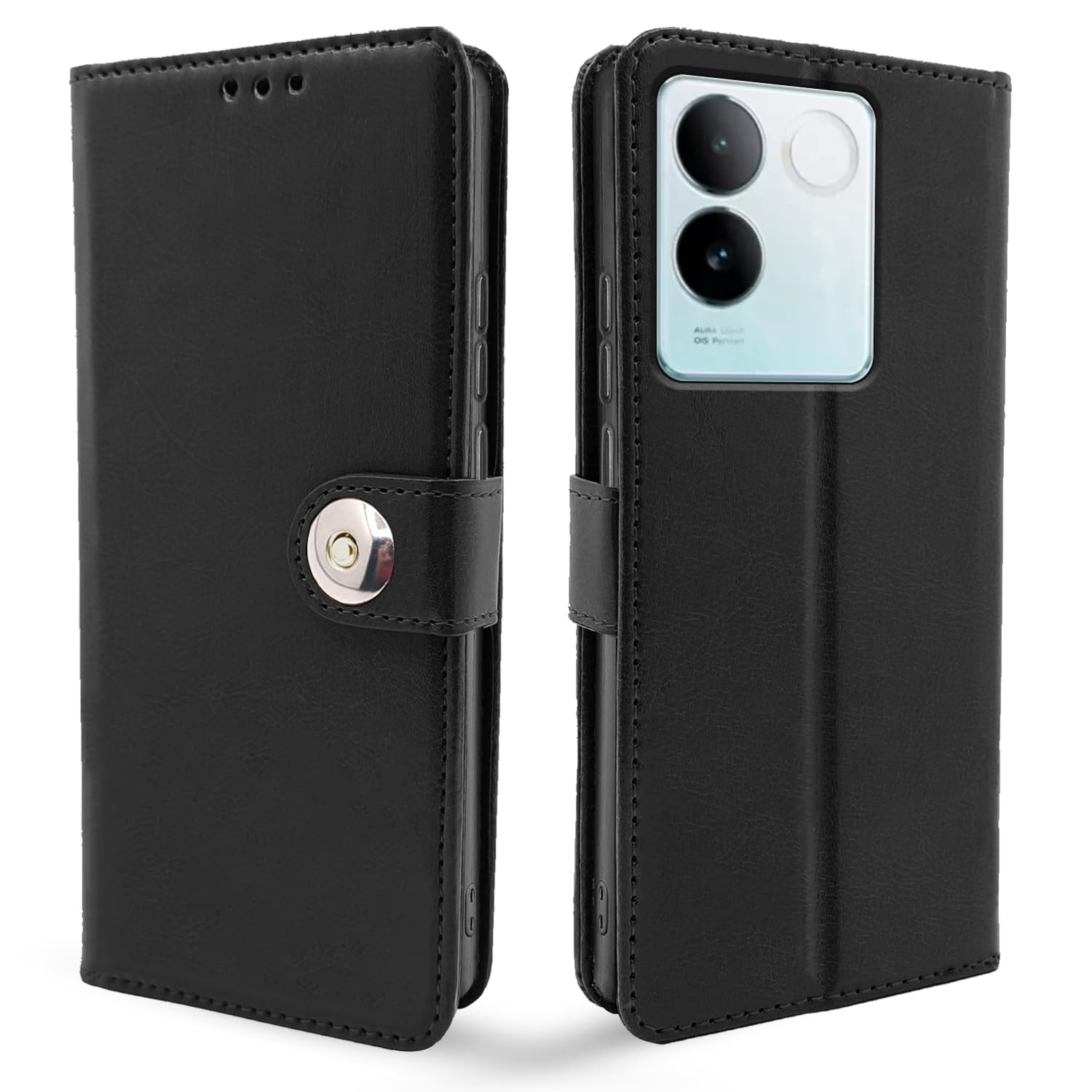 Pikkme iQOO Z7 Pro 5G Button Flip Cover (Black)