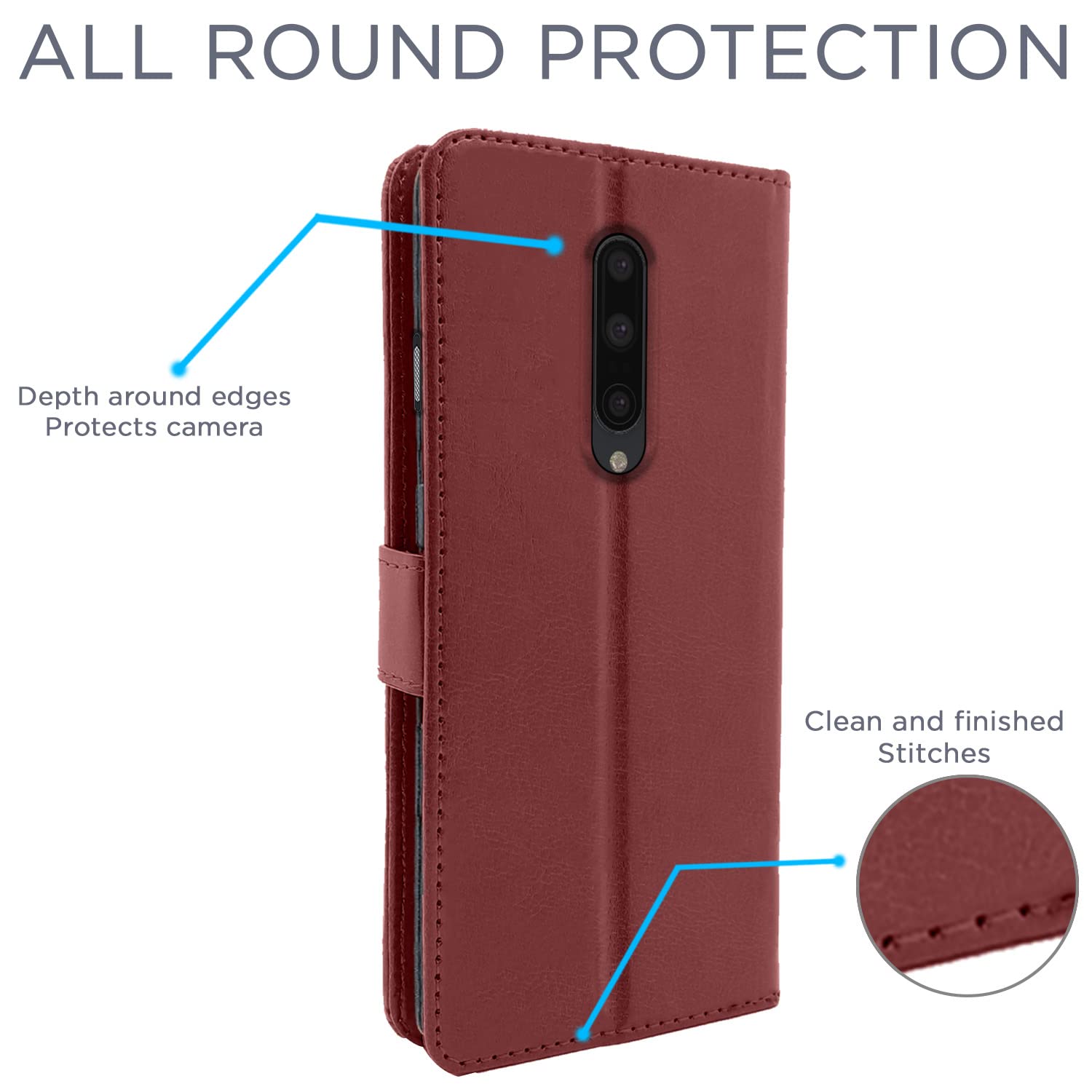 Pikkme OnePlus 7 Pro Vintage Flip Cover | Brown