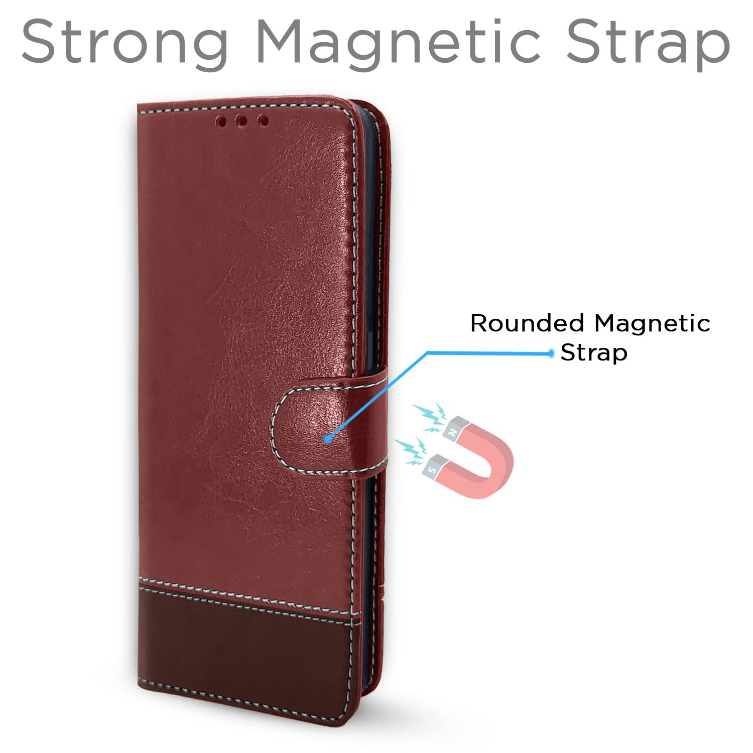 Pikkme Realme 5 Pro Constrast Flip Cover | Brown & Coffee