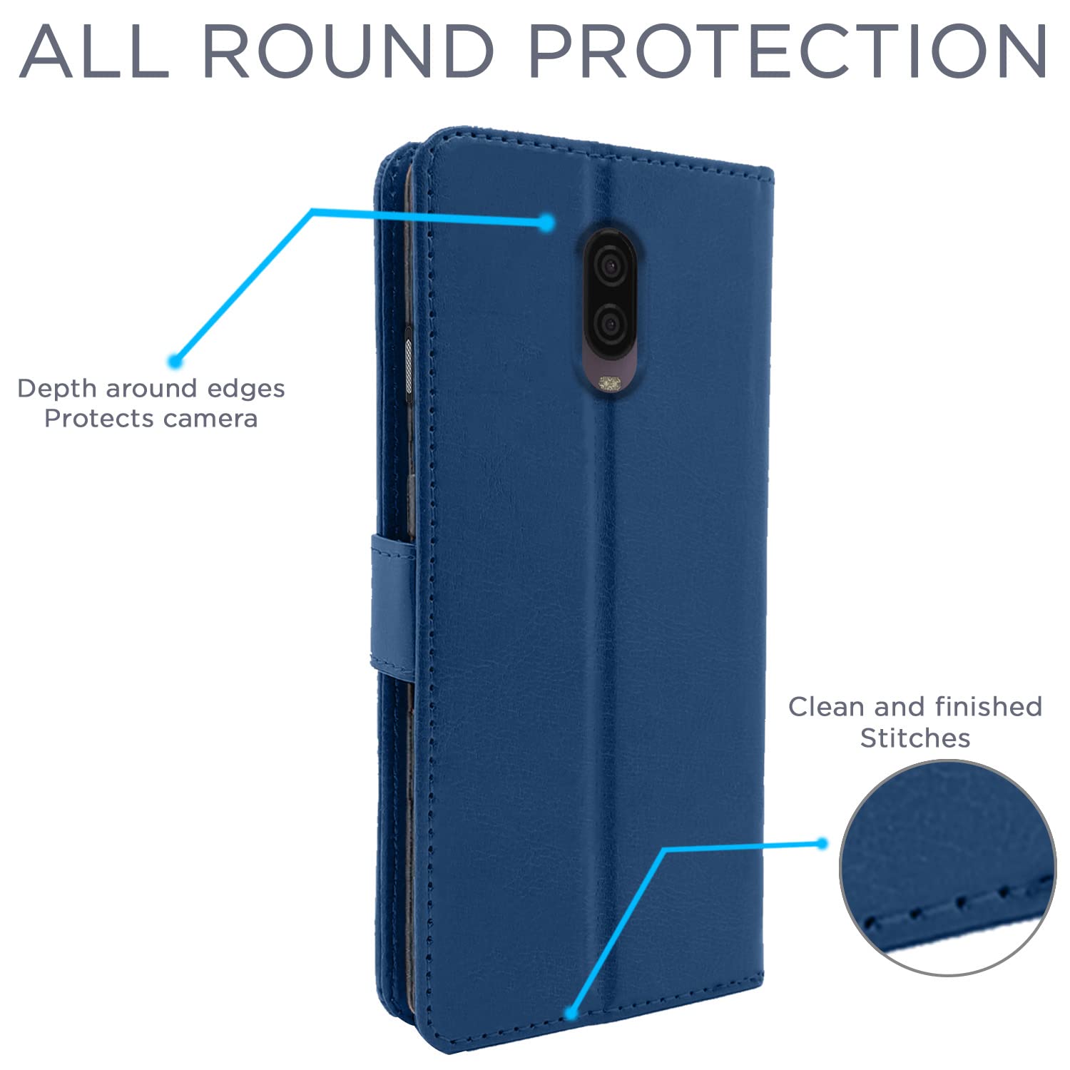 Pikkme OnePlus 6T Vintage Flip Cover | Blue