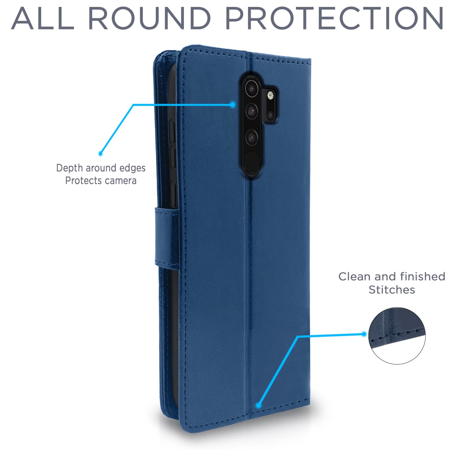 Pikkme Redmi Note 8 Pro Vintage Flip Cover | Blue