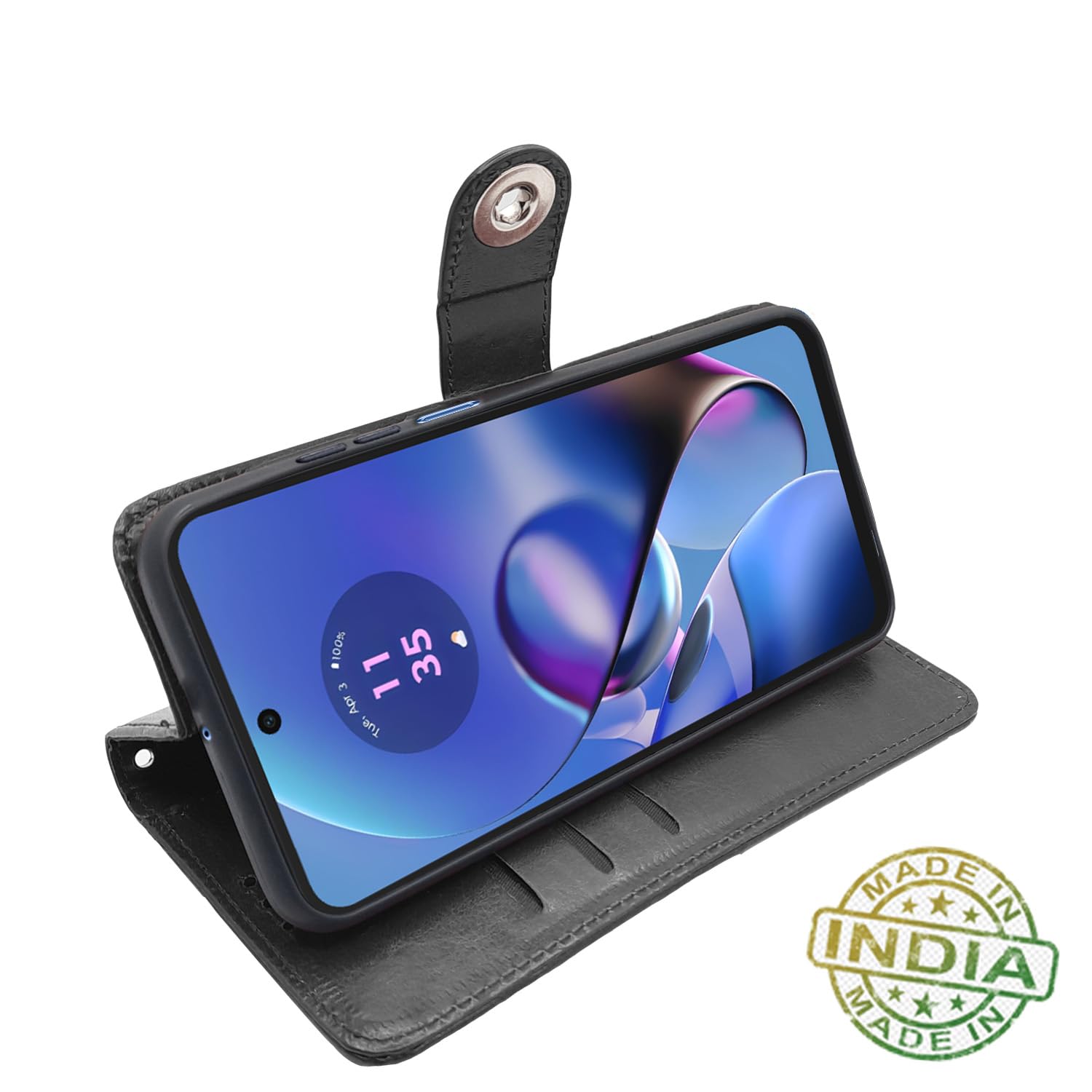 Pikkme Moto G54 5G Button Flip Cover (Black)