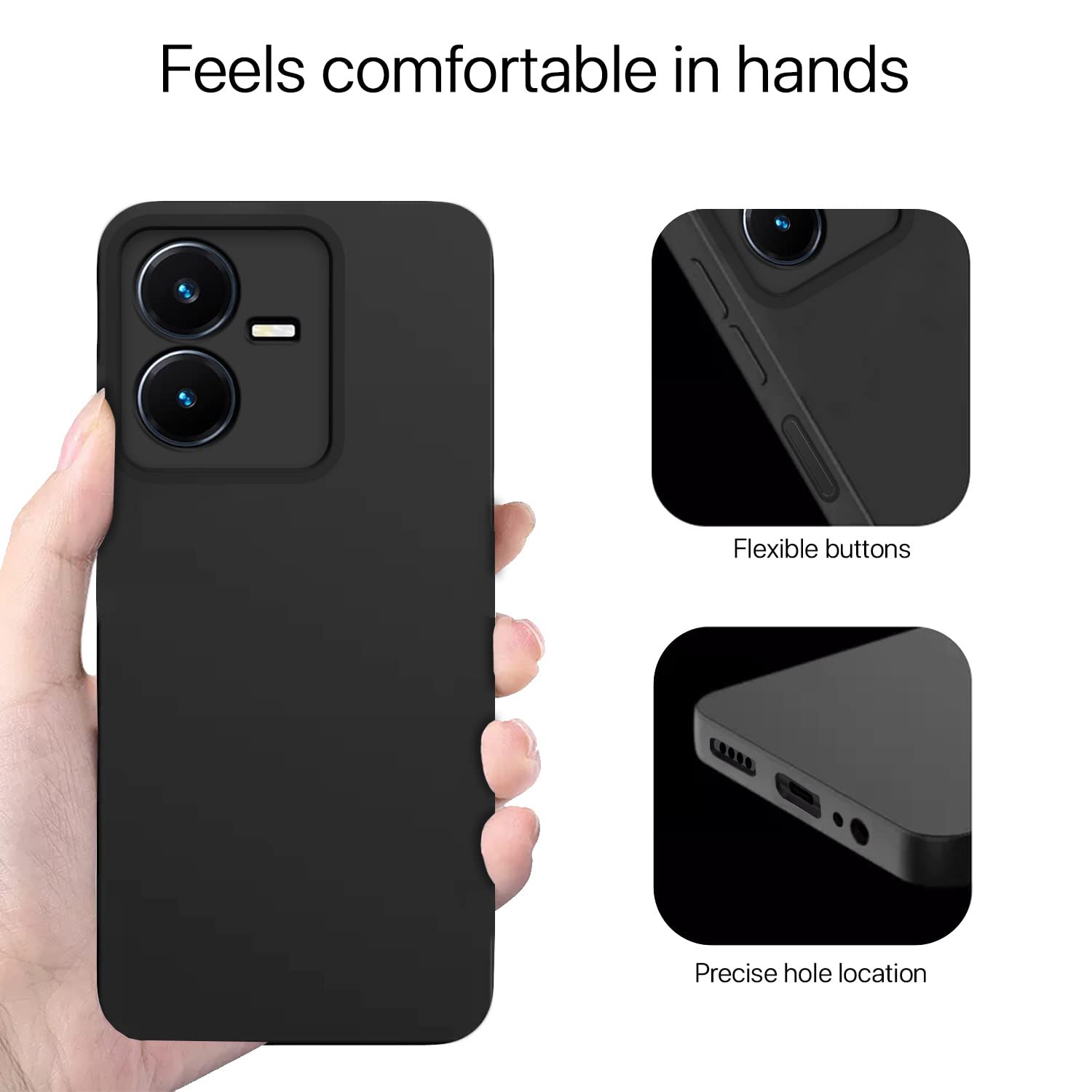 Pikkme black Liquid Silicone phone cover for Vivo Y22 – photo 3