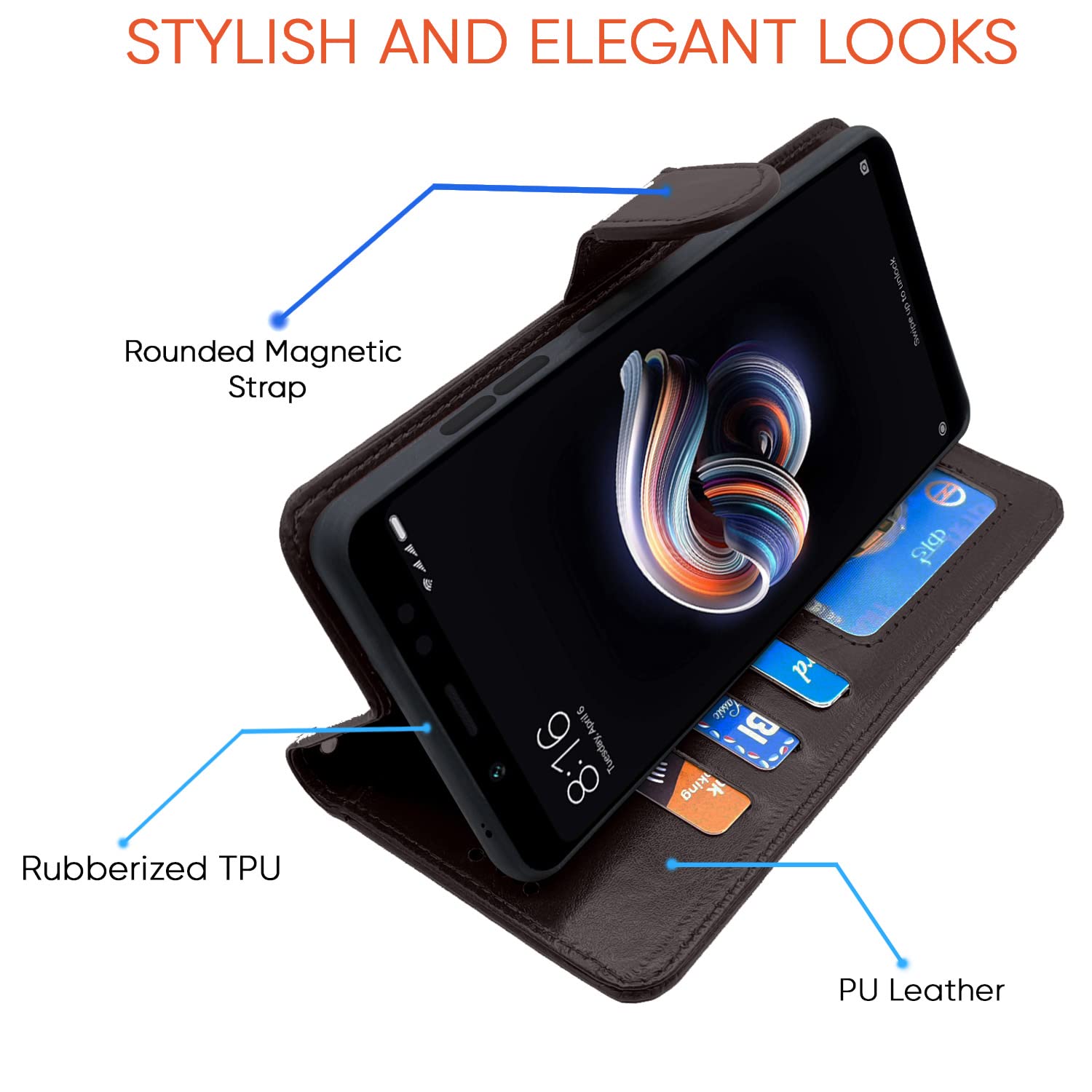 Pikkme Mi Redmi Note 5 Pro Vintage Flip Cover | Coffee