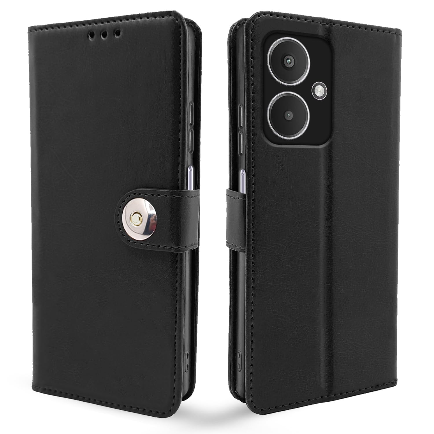 Pikkme black wallet flip cover for Redmi 13C 5G