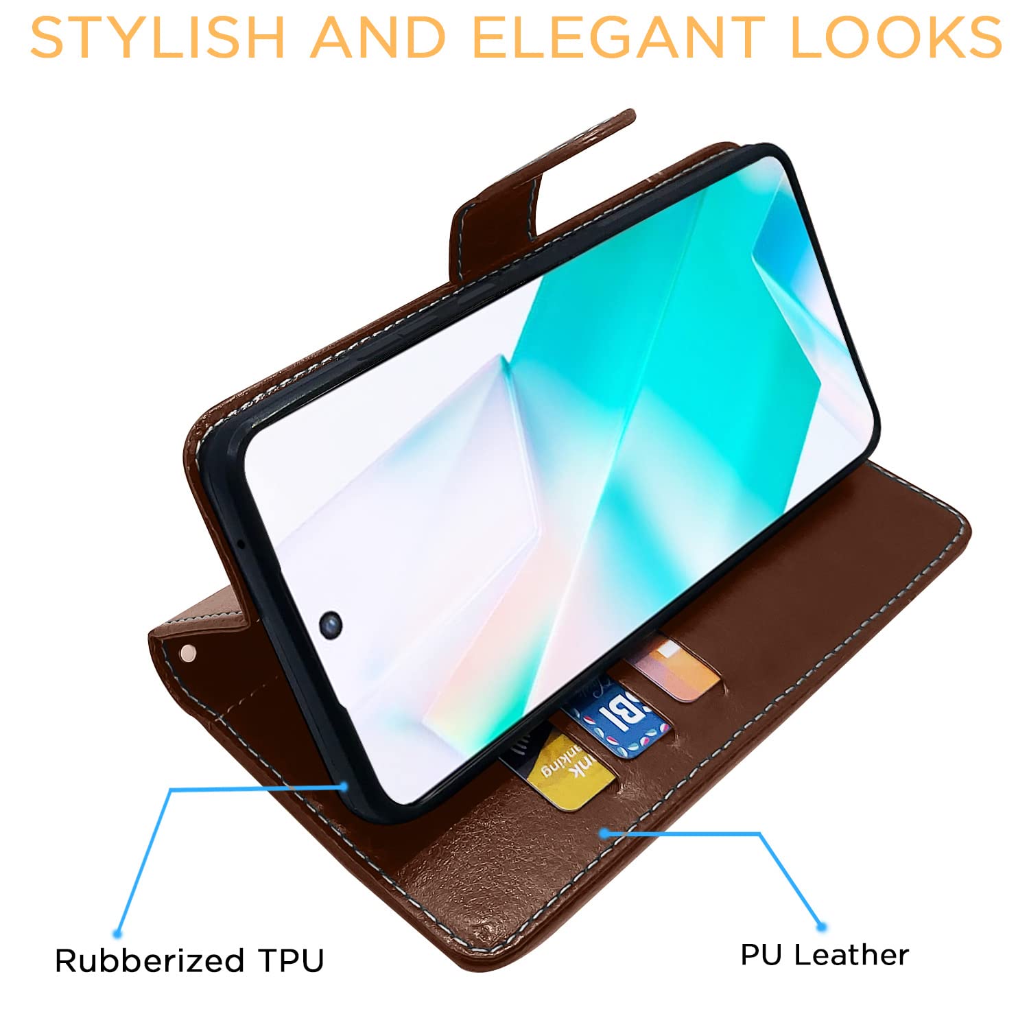 Pikkme iQOO Z6 44W / Vivo T1 44W Constrast Flip Cover | Brown & Coffee