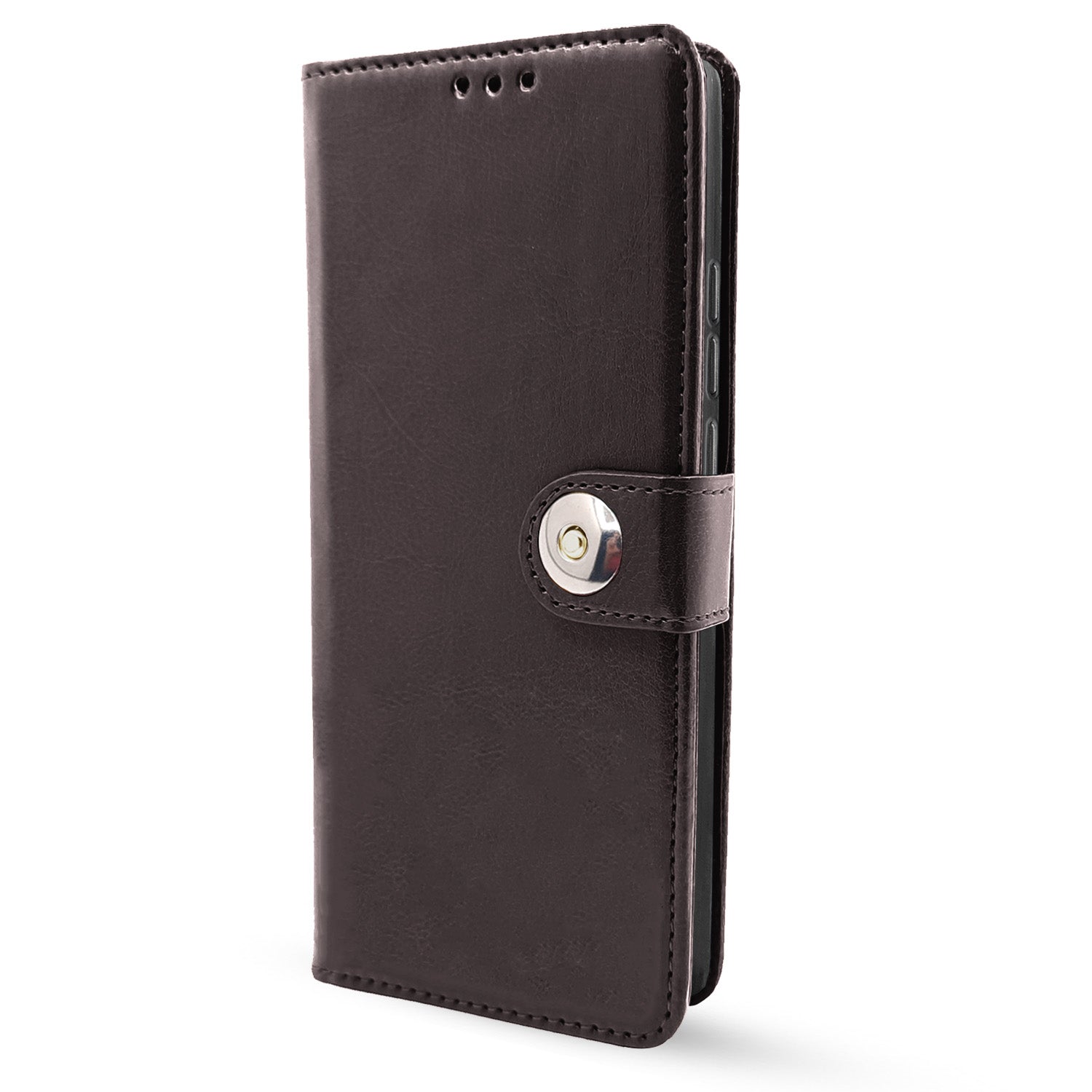 Pikkme Vivo Y100 5G Button Flip Cover (Coffee)