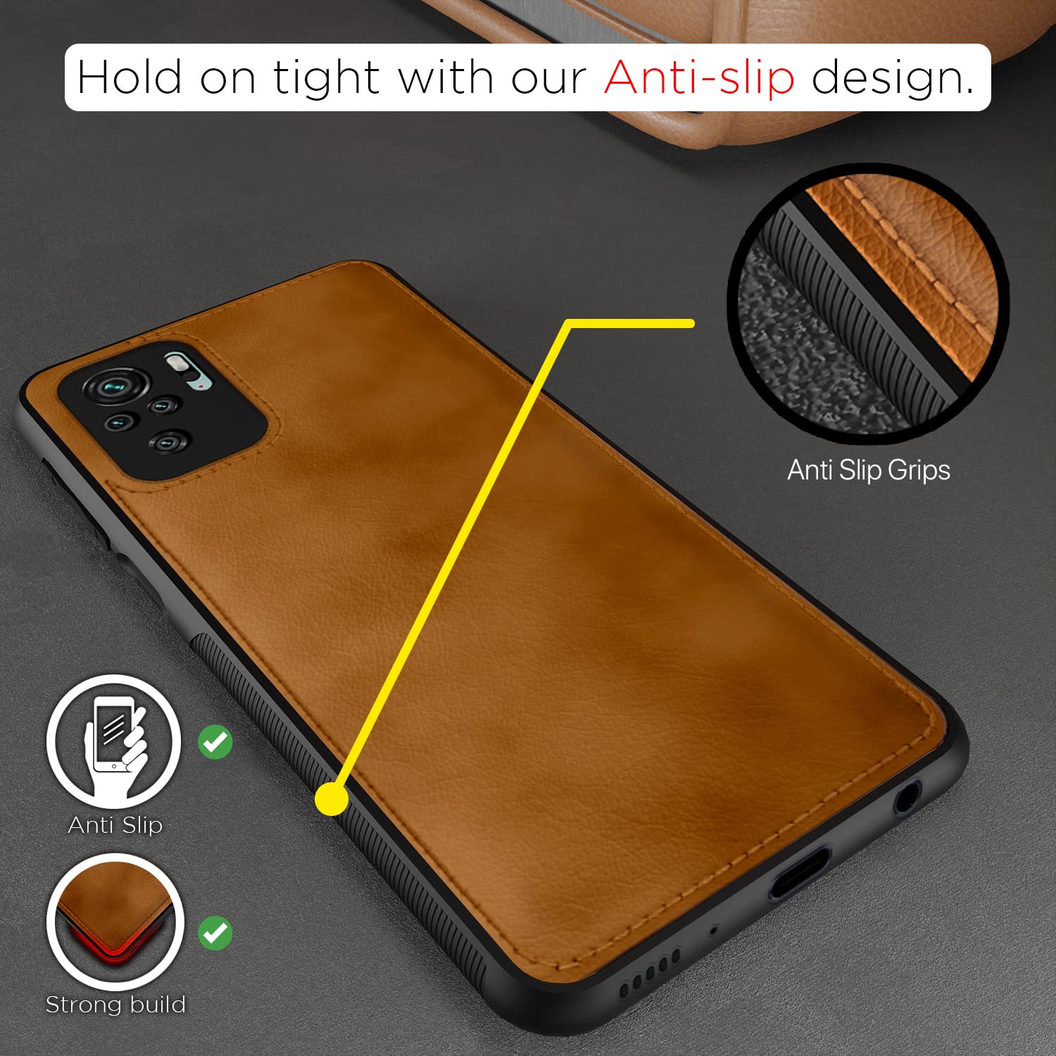 Pikkme Redmi Note 10 / Note 10s Leather Back Cover | Brown