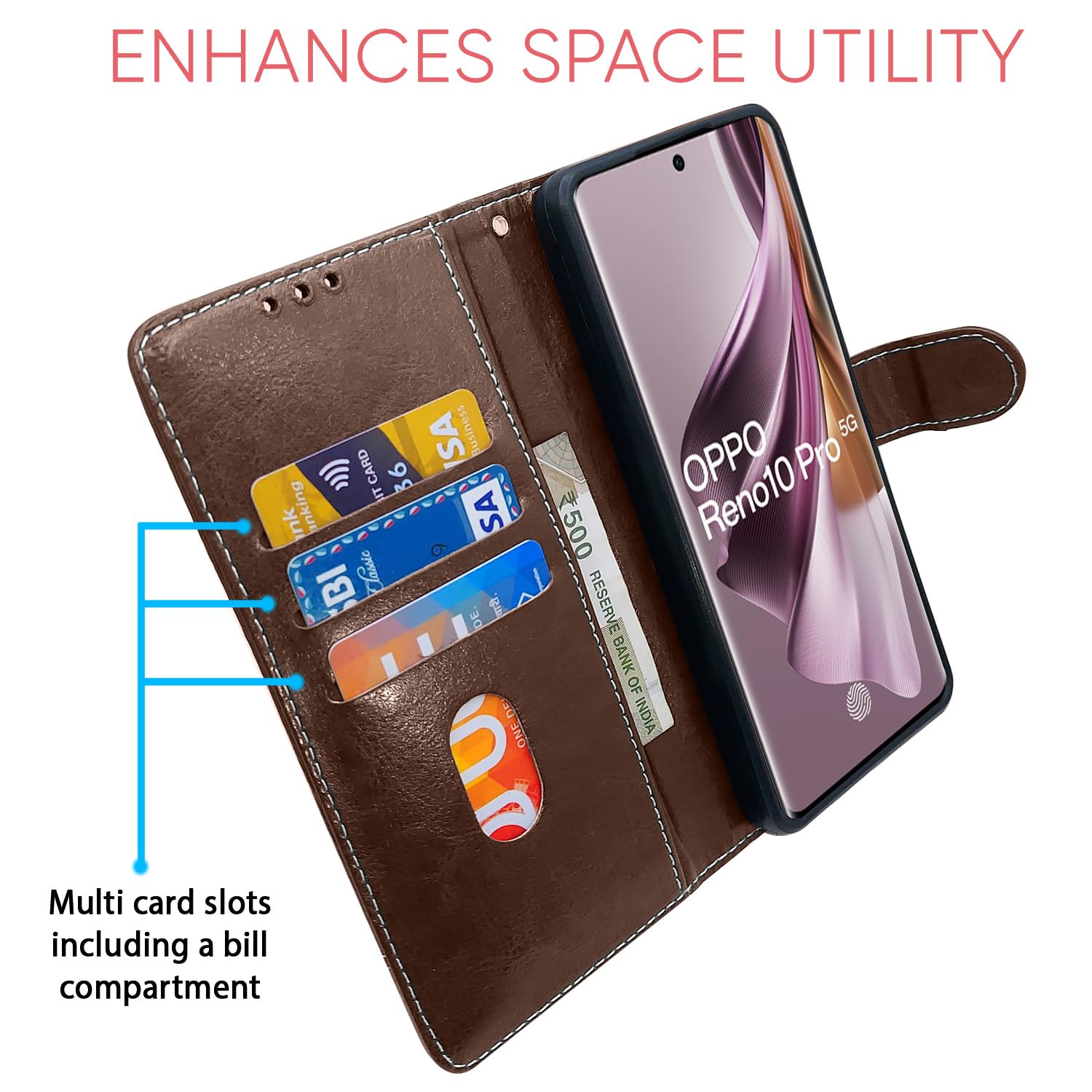 Brown Contrast flip case for Oppo Reno 10 Pro 5G – Pikkme – photo 3