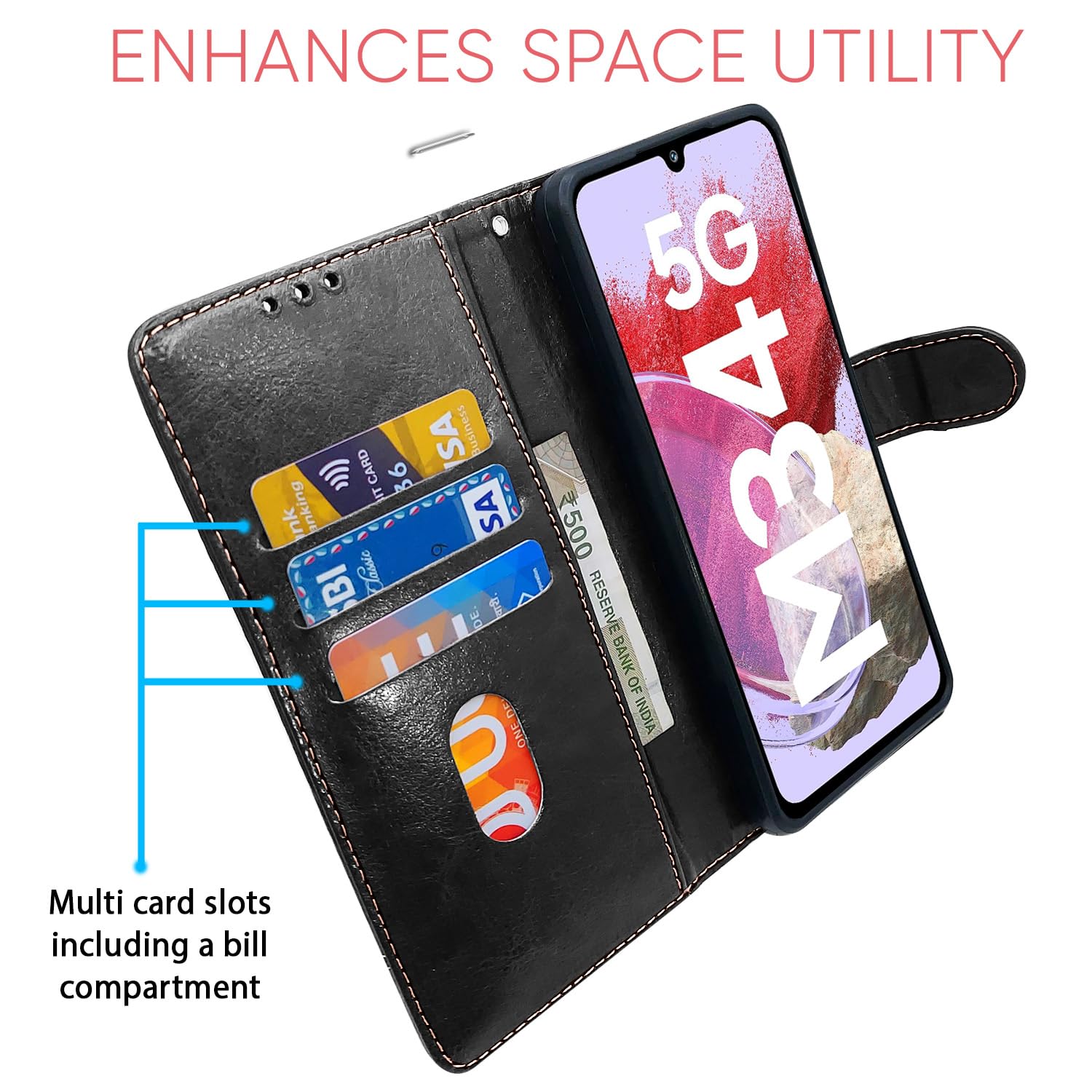 Samsung M34 5G Contrast flip case in black by Pikkme – photo 3