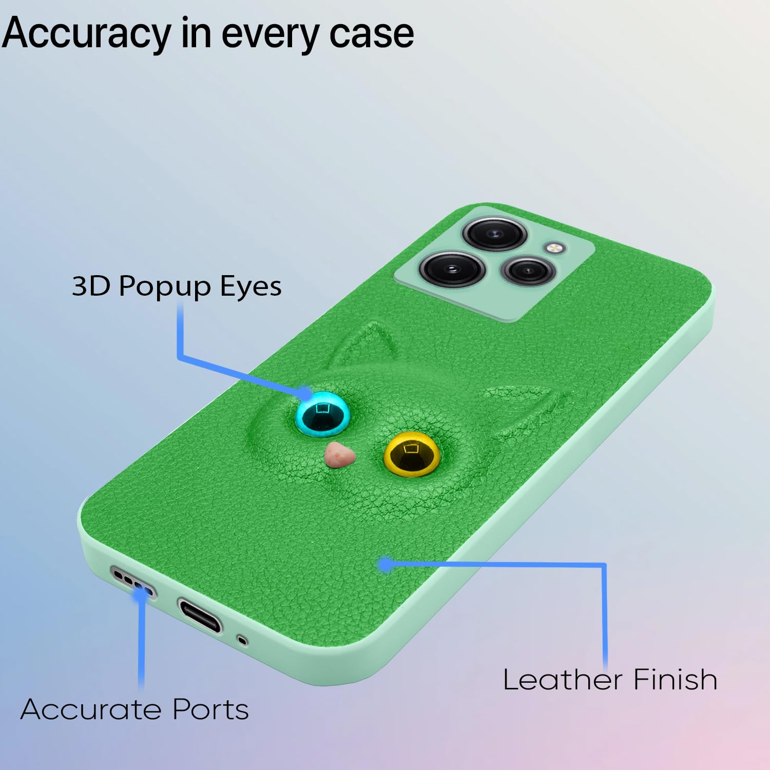 Pikkme Redmi 12 4G Kitty Back Cover (Green)