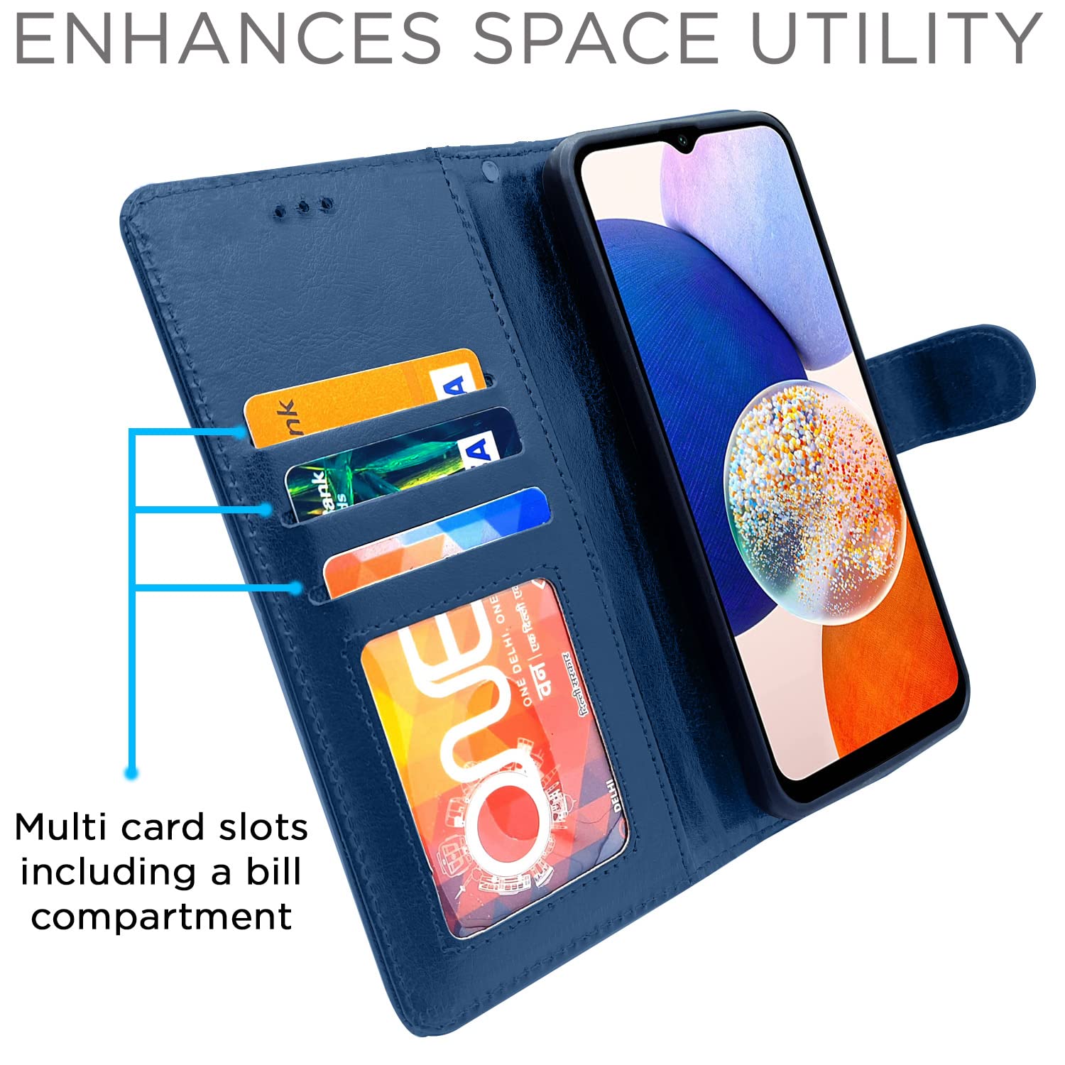Pikkme Samsung Galaxy A14 5G Vintage Flip Cover | Blue