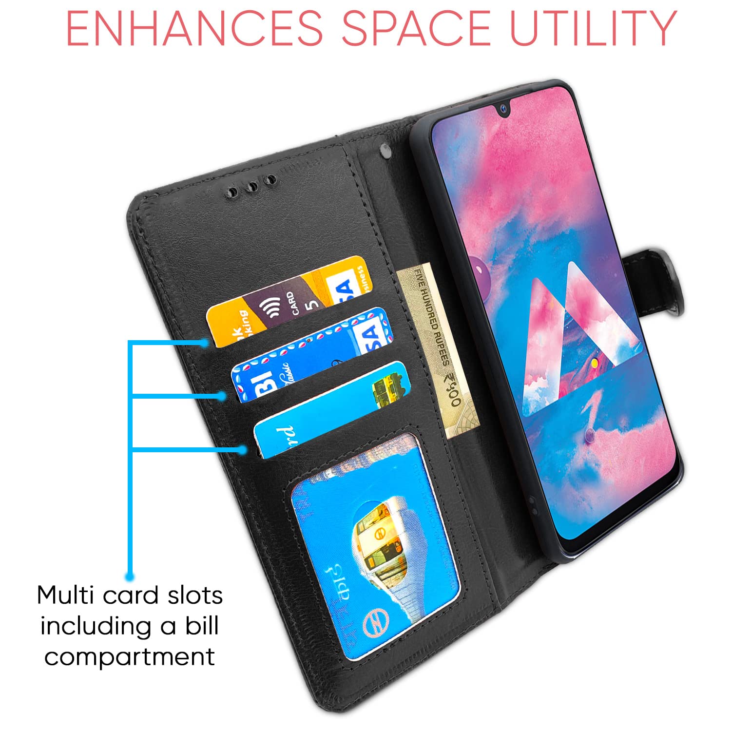 Pikkme Samsung Galaxy M30 Vintage Flip Cover | Black