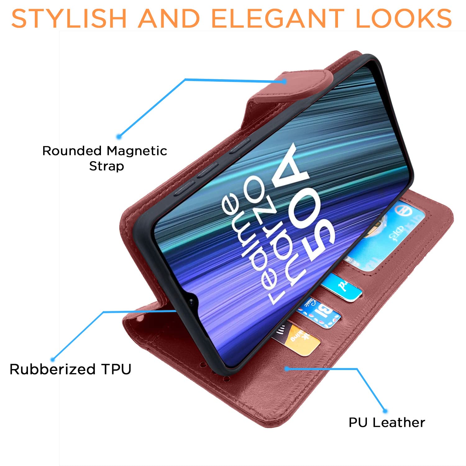 Pikkme Realme Narzo 50A Vintage Flip Cover | Brown