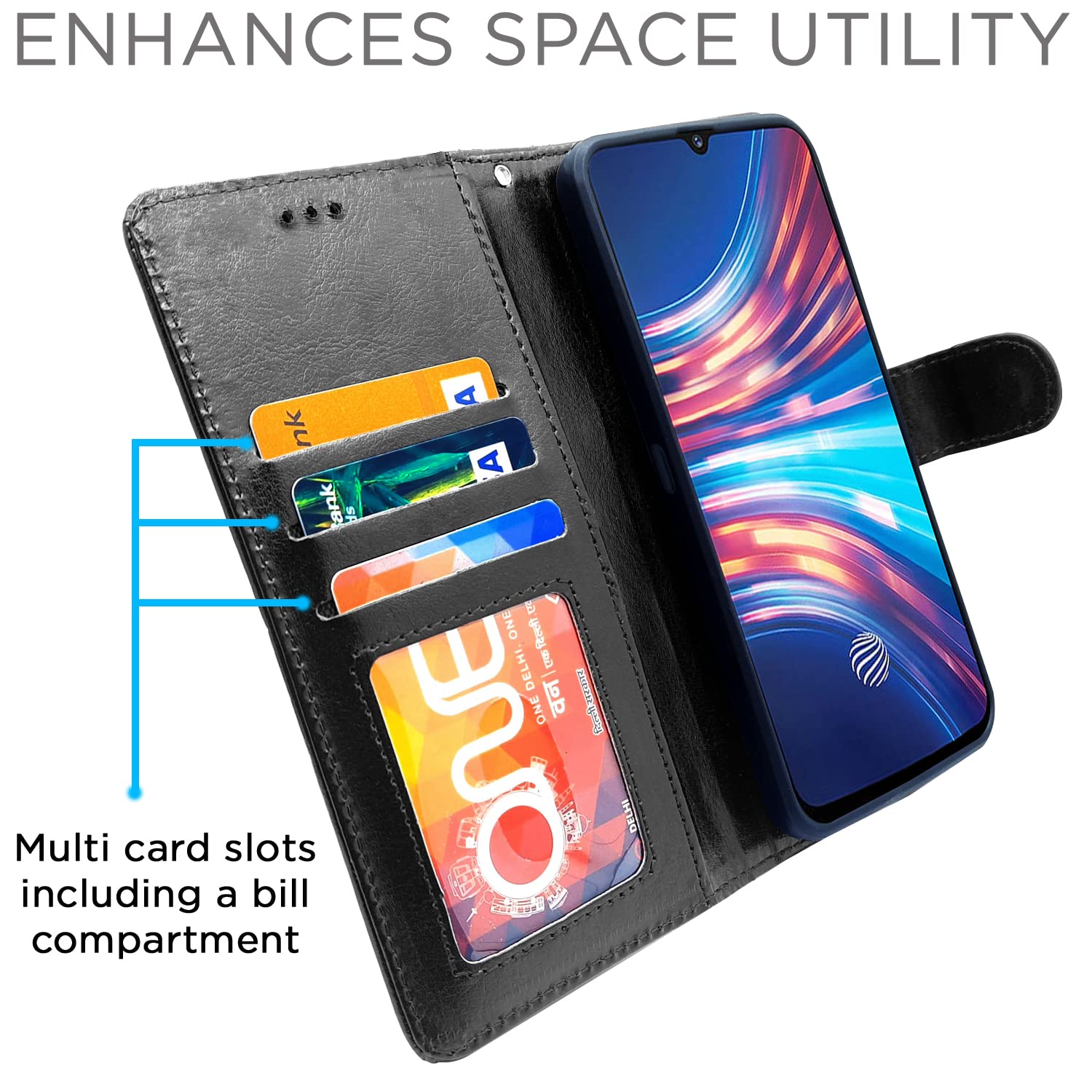 Pikkme Vivo S1 Vintage Flip Cover | Black