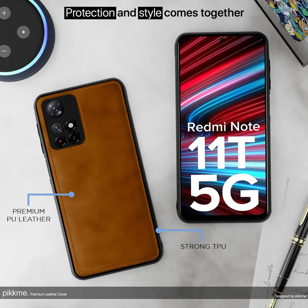 Brown Leatherback mobile back cover for Redmi Note 11T/Poco M4 Pro 5G – Pikkme – photo 5