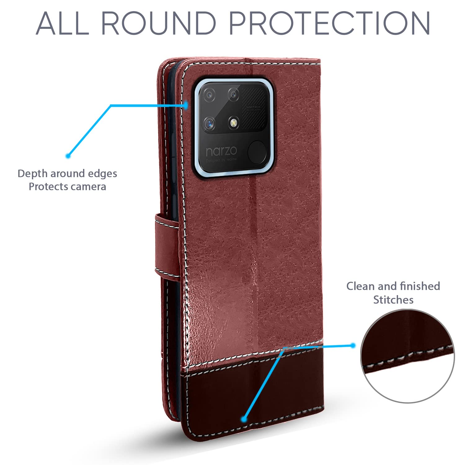 Pikkme brown & coffee flip cover for Realme Narzo 50A – photo 2