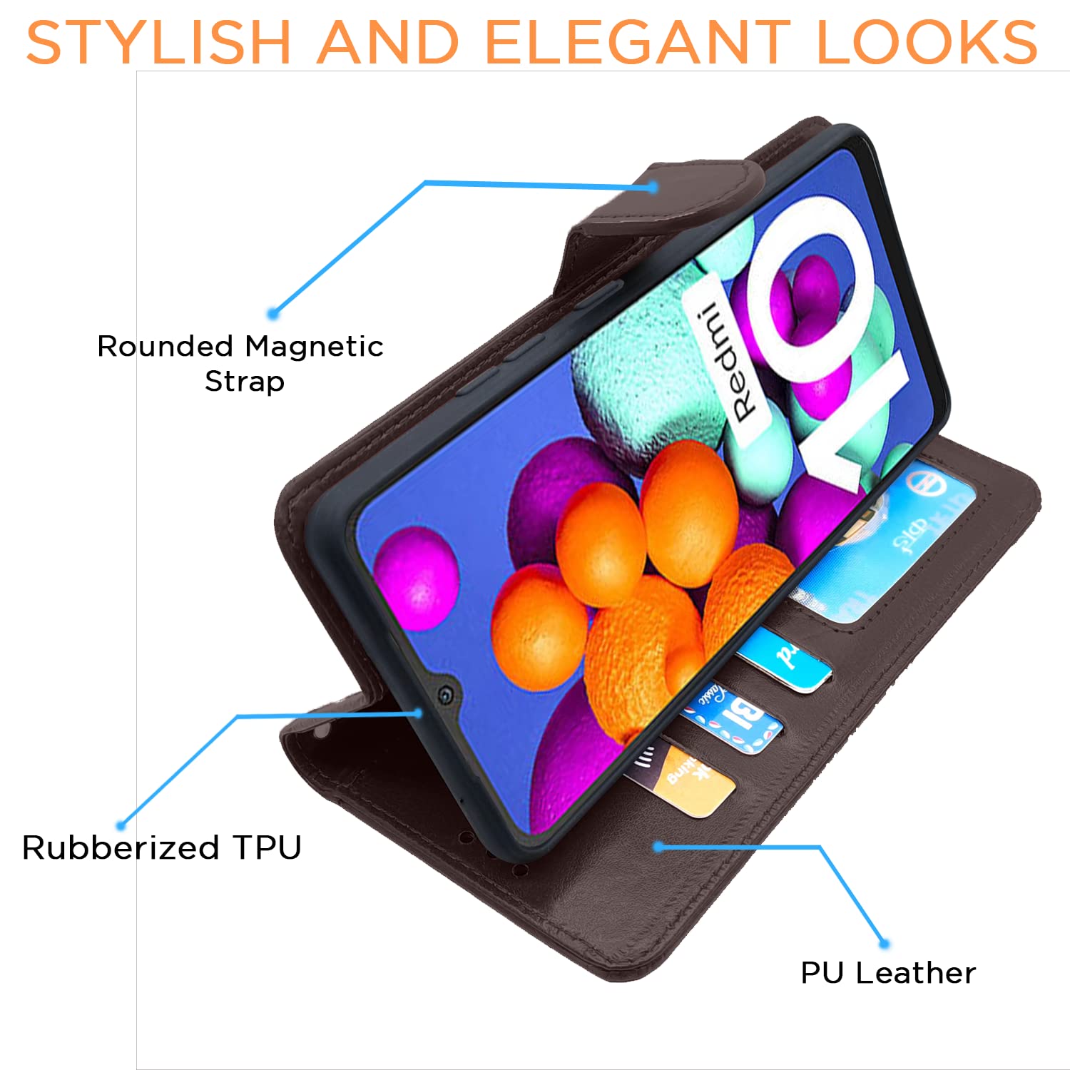 Pikkme Mi Redmi 10 / Redmi 10 Power Vintage Flip Cover | Coffee