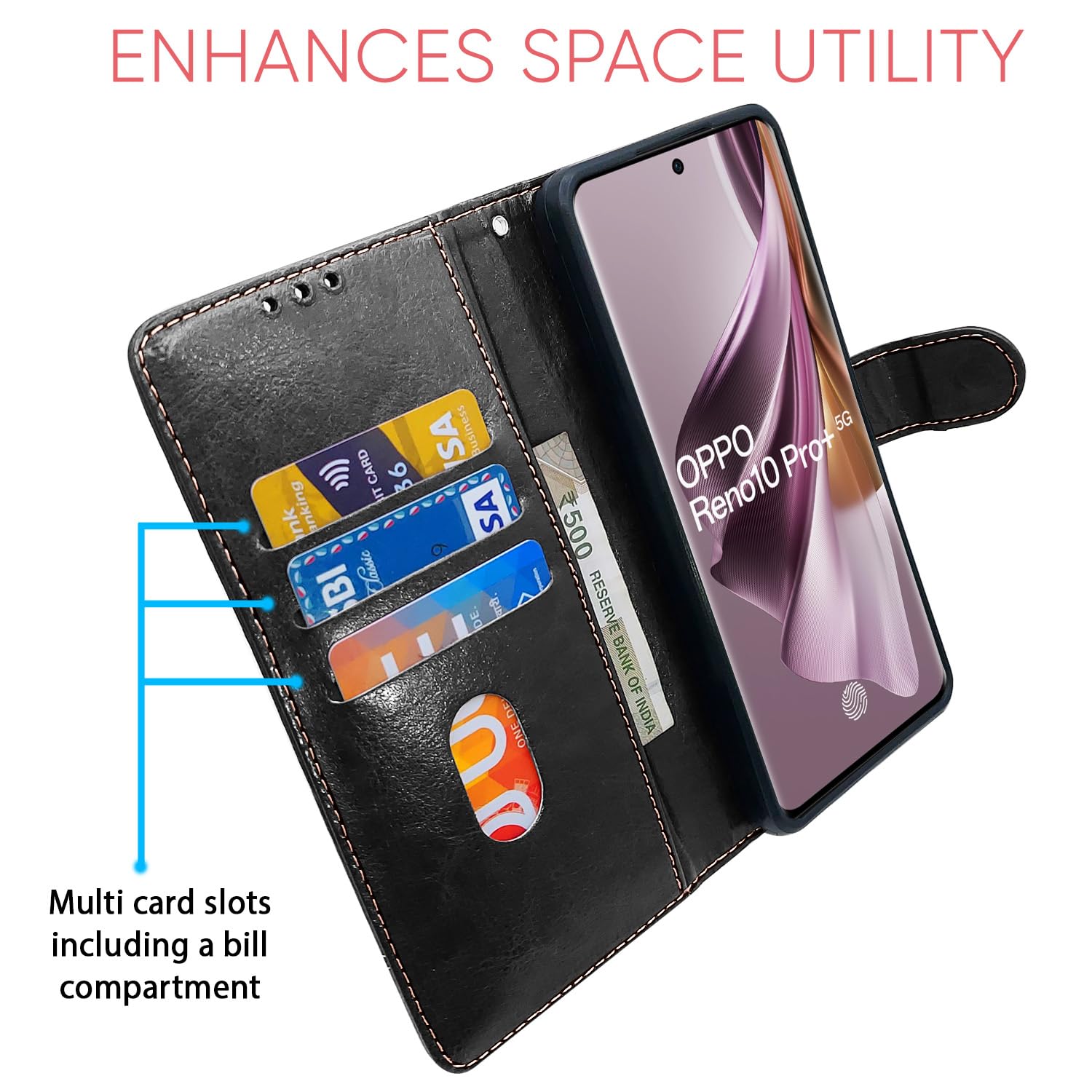 Pikkme black Contrast flip cover for Oppo Reno 10 Pro Plus 5G – photo 3