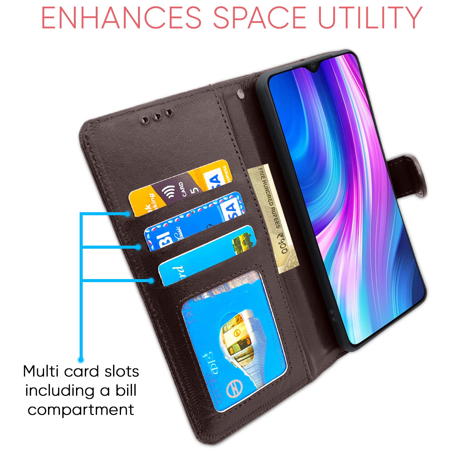 Pikkme Redmi Note 8 Pro Vintage Flip Cover | Coffee