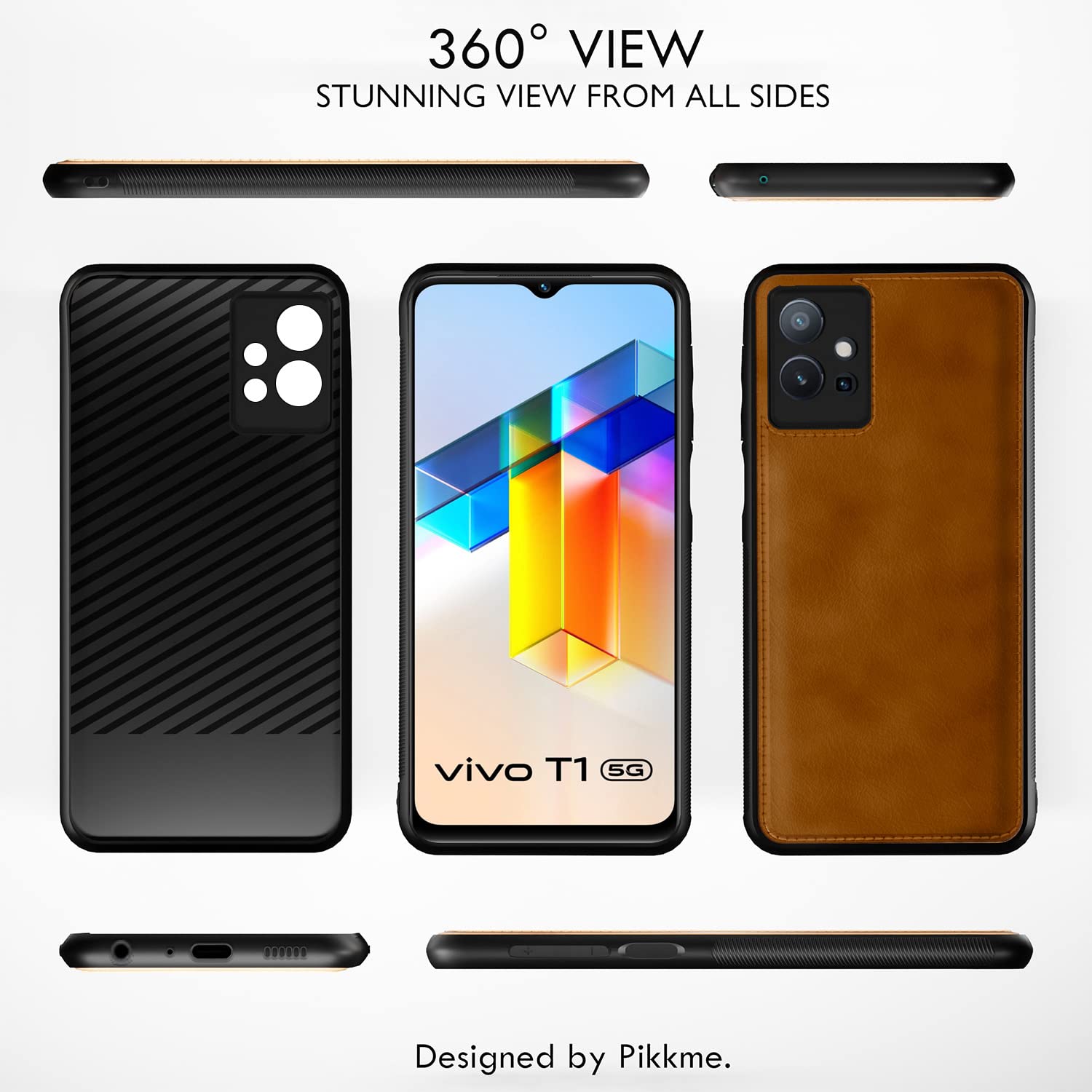 Pikkme Vivo T1 5G / Vivo Y75 5G / iQOO Z6 5G Leather Back Cover | Brown