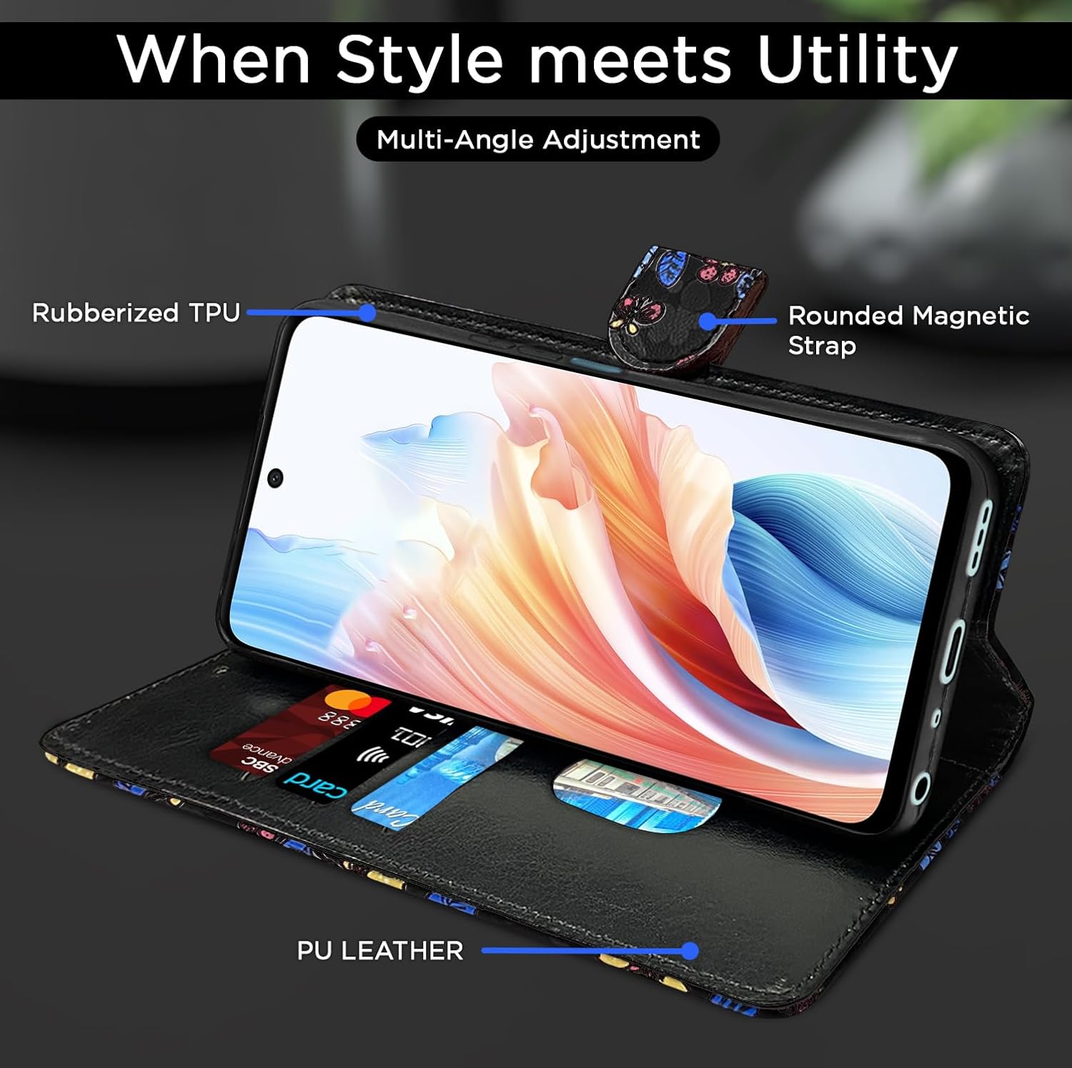 Pikkme Oppo A79 5G Flower Flip Cover (Black)