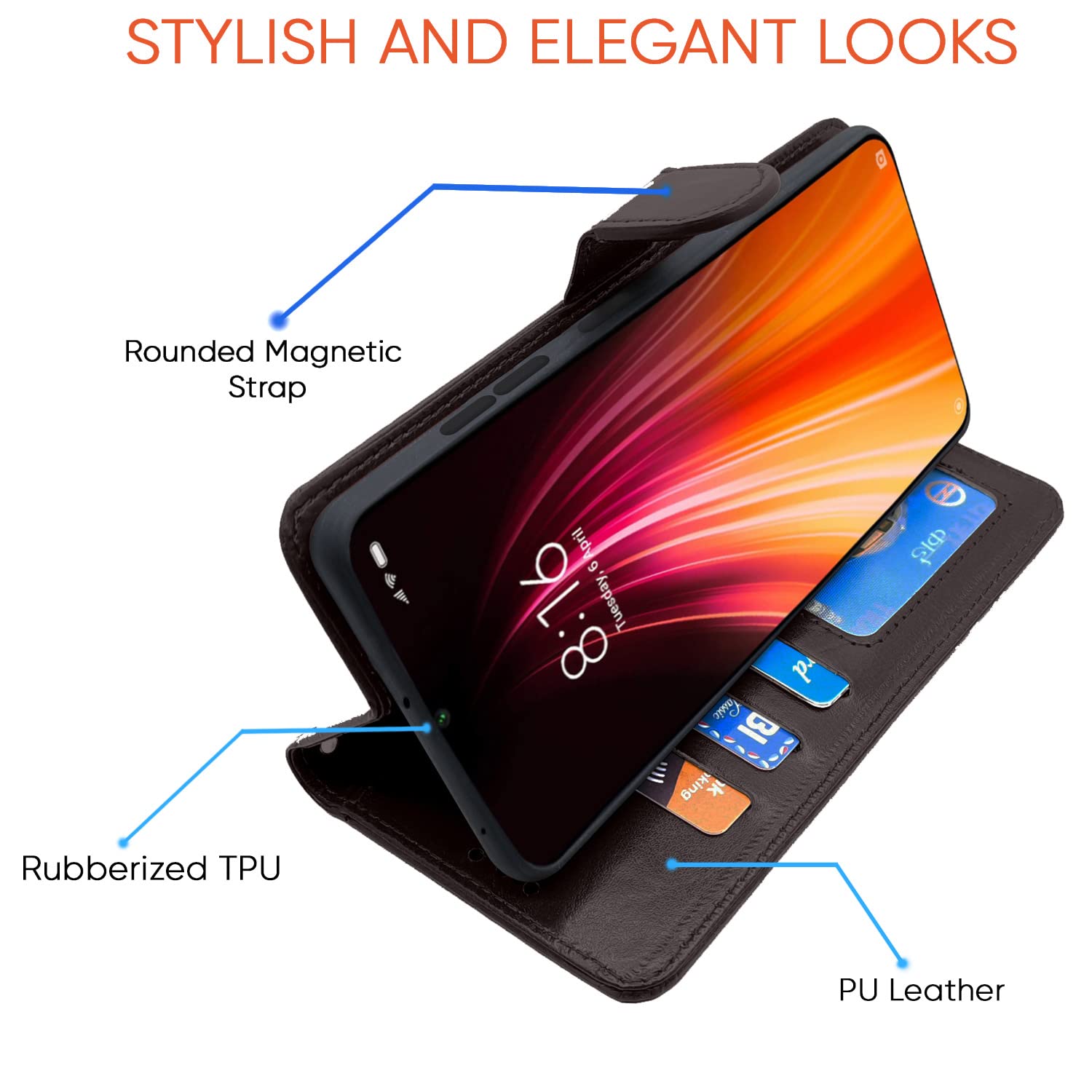 Pikkme Redmi Note 8 Vintage Flip Cover | Coffee
