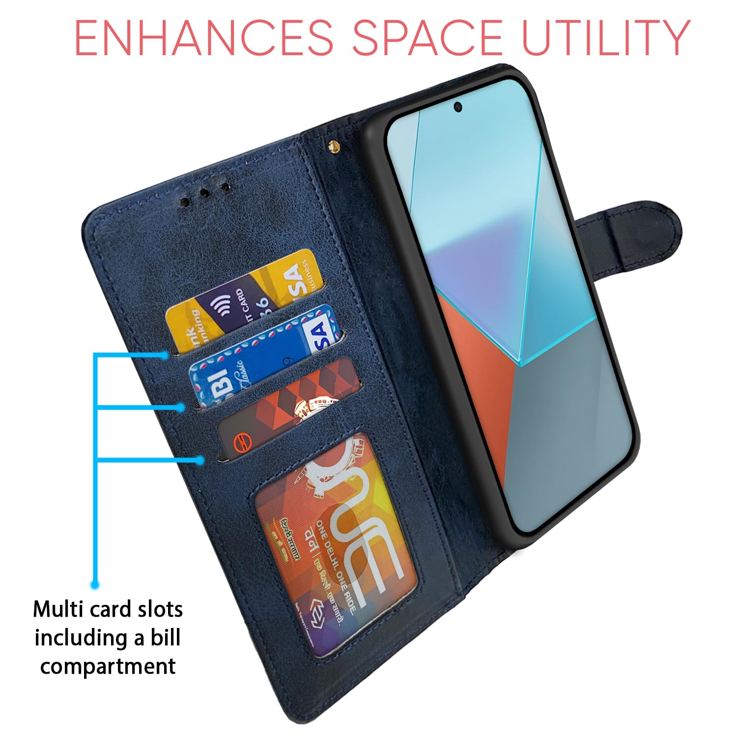 Redmi Note 13 Pro 5G Contrast mobile flip cover in blue by Pikkme – photo 4