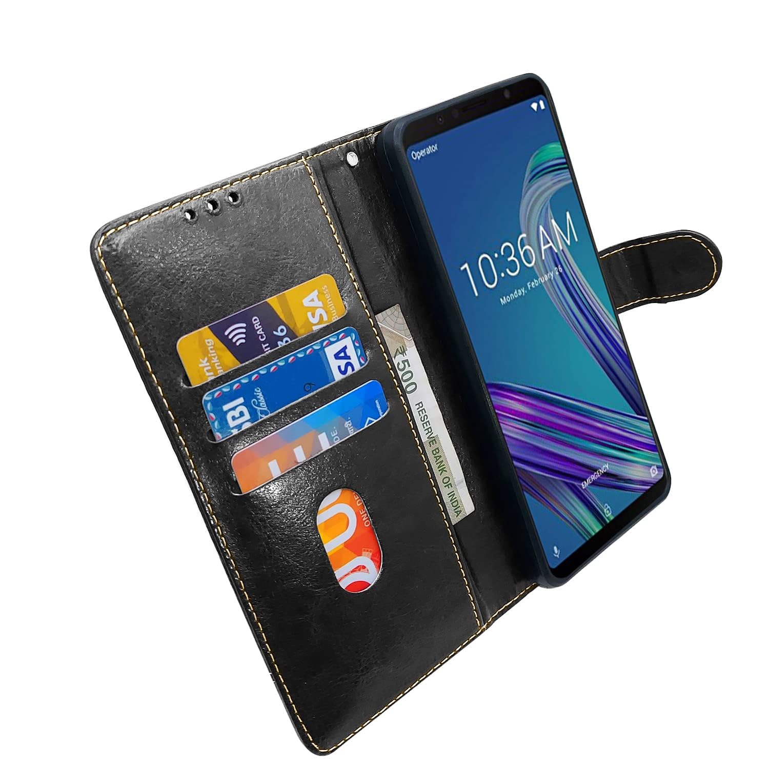 Pikkme Asus Zenfone Max Pro M1 Constrast Flip Cover | Black & Brown