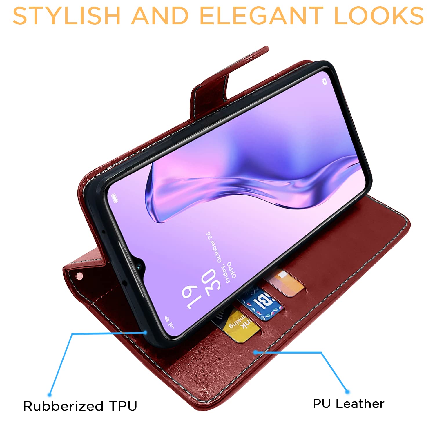 Pikkme Oppo A31 Constrast Flip Cover | Brown & Coffee