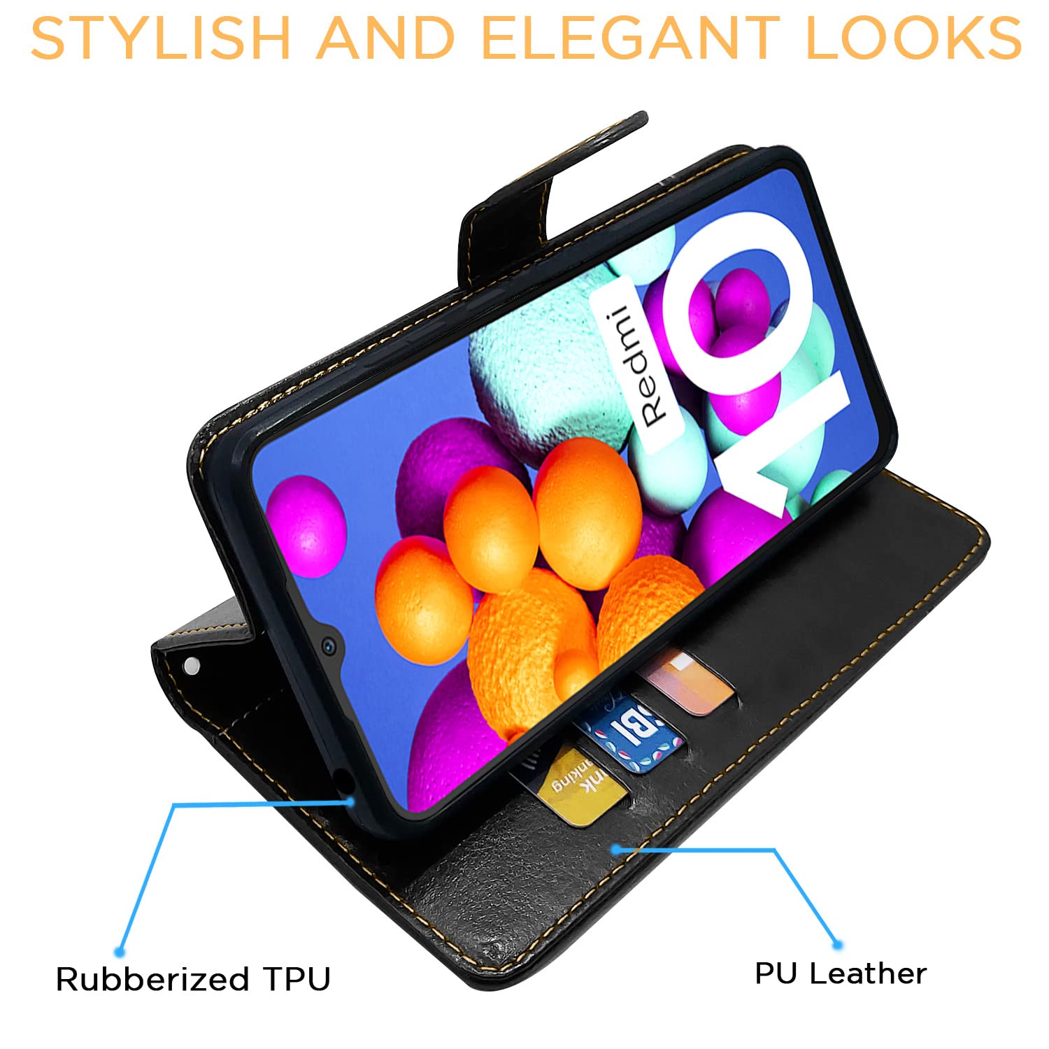 Pikkme Mi Redmi 10 / Redmi 10 Power Constrast Flip Cover | Black & Brown