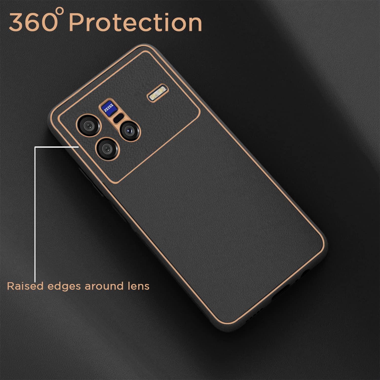 Pikkme Vivo X80 Leather Chrome Case | Black