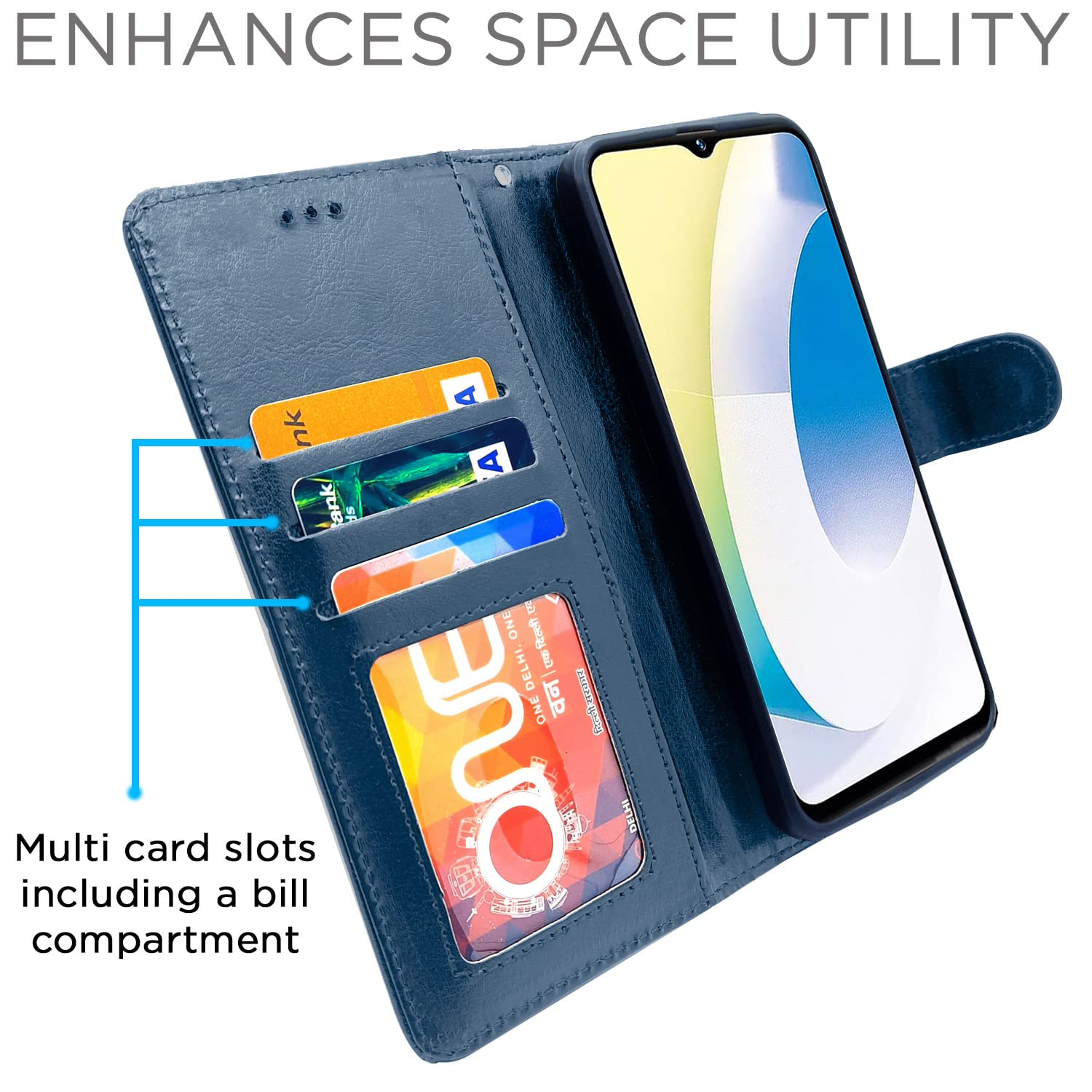 Pikkme Vivo Y22 Vintage Flip Cover | Blue