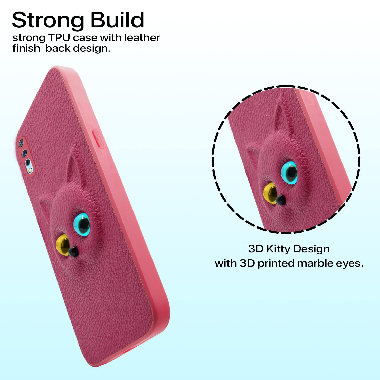 Pikkme Vivo S1 Kitty Back Cover | Pink