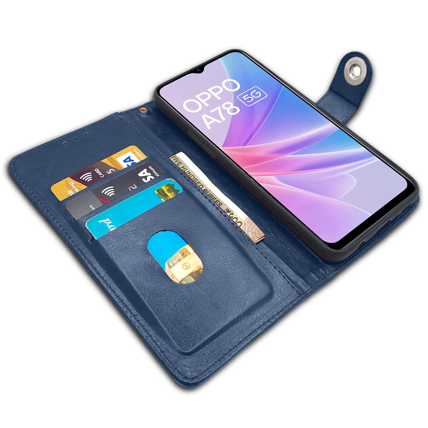 Pikkme blue Button flip case for Oppo A78 5G – photo 3