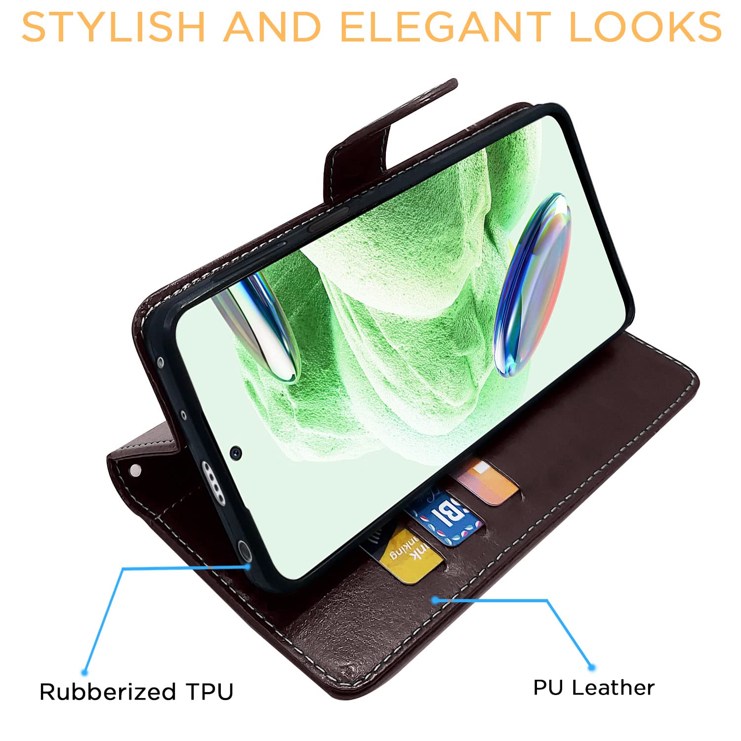 Pikkme Redmi Note 12 Pro 5G Constrast Flip Cover | Coffee & Brown