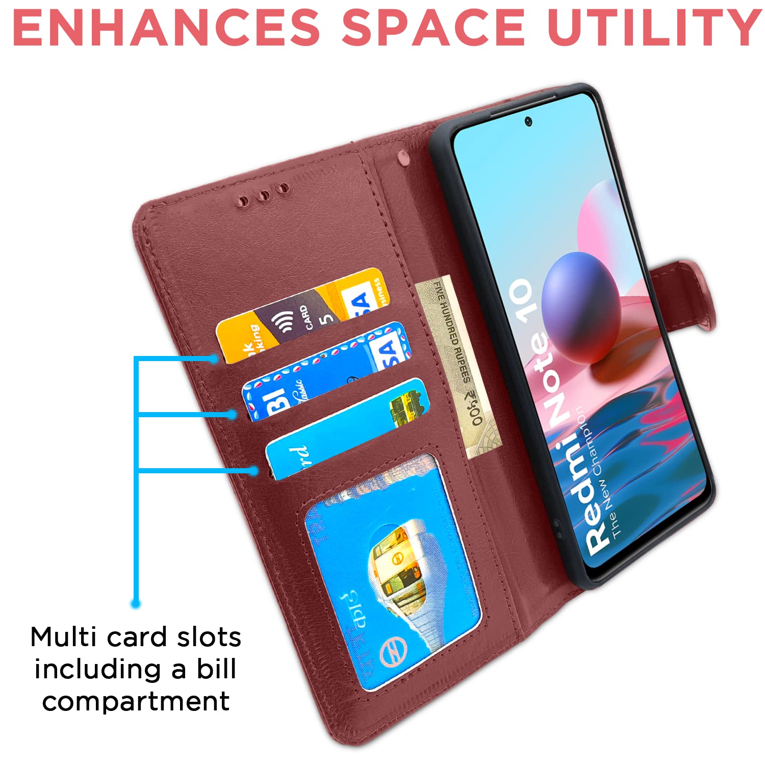 Pikkme Redmi Note 10 / Note 10S Vintage Flip Cover | Brown