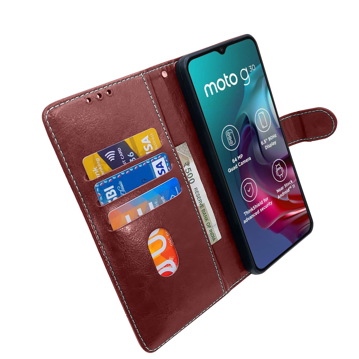 Brown Contrast flip cover for Moto G30 – Pikkme – photo 4