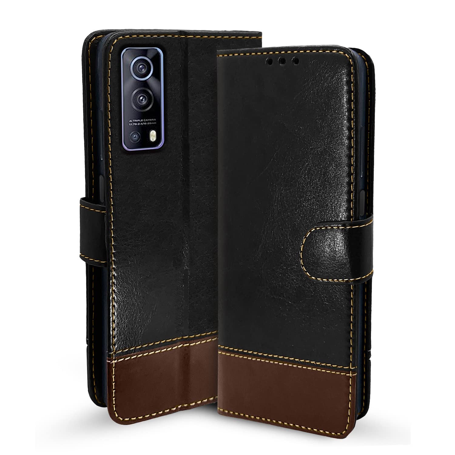 Pikkme black wallet flip cover for iQOO Z3 5G