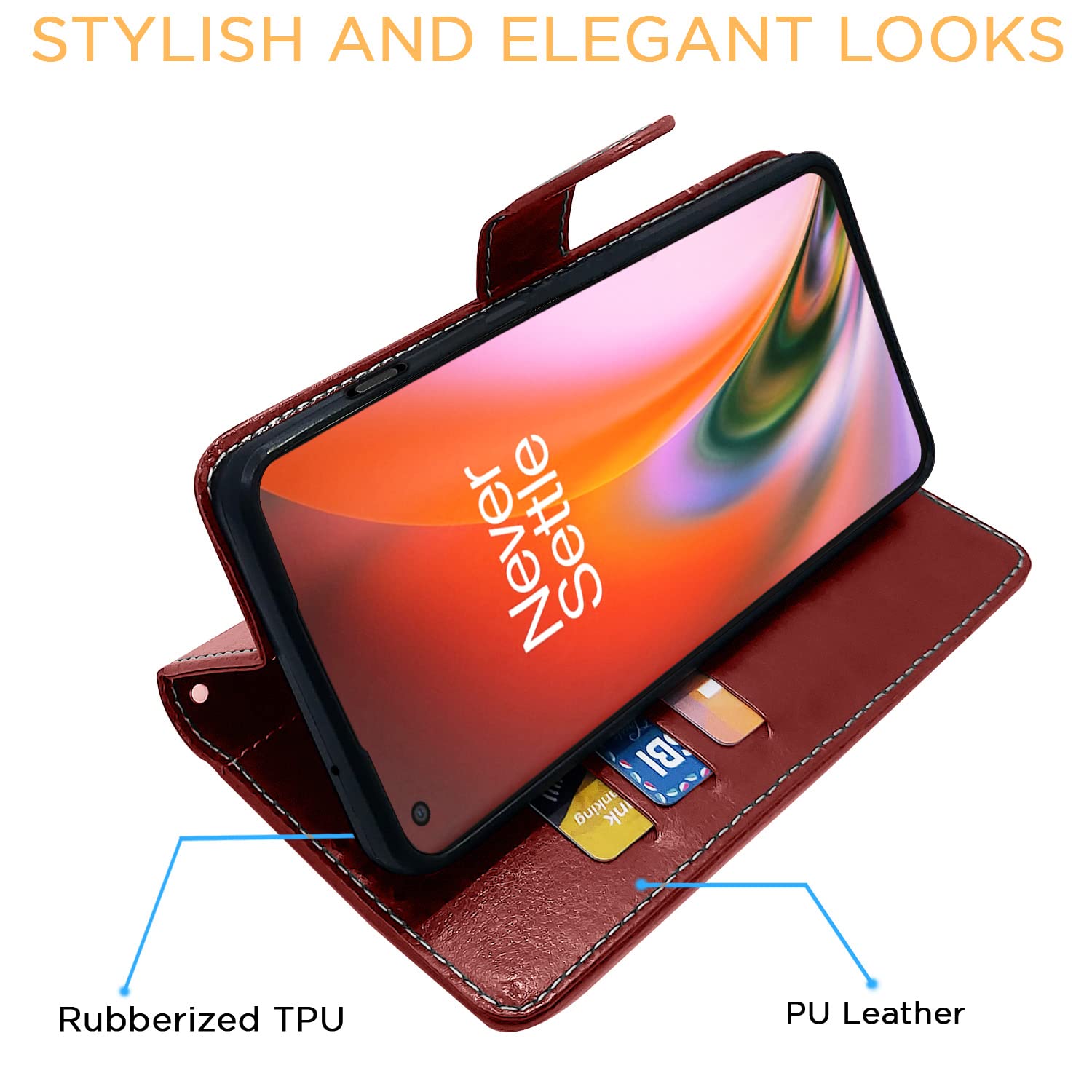 Pikkme OnePlus Nord 2 5G Constrast Flip Cover | Brown & Coffee