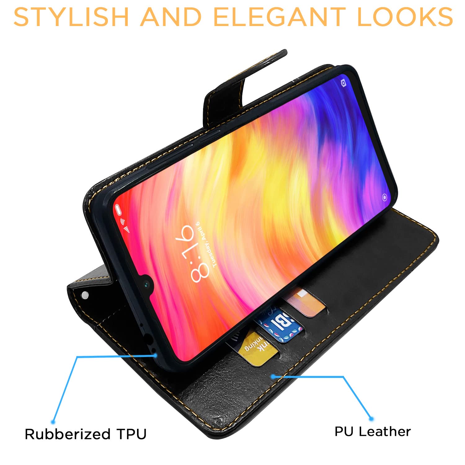 Pikkme Mi Redmi Note 7 / Note 7 Pro / Note 7s Constrast Flip Cover | Black & Brown