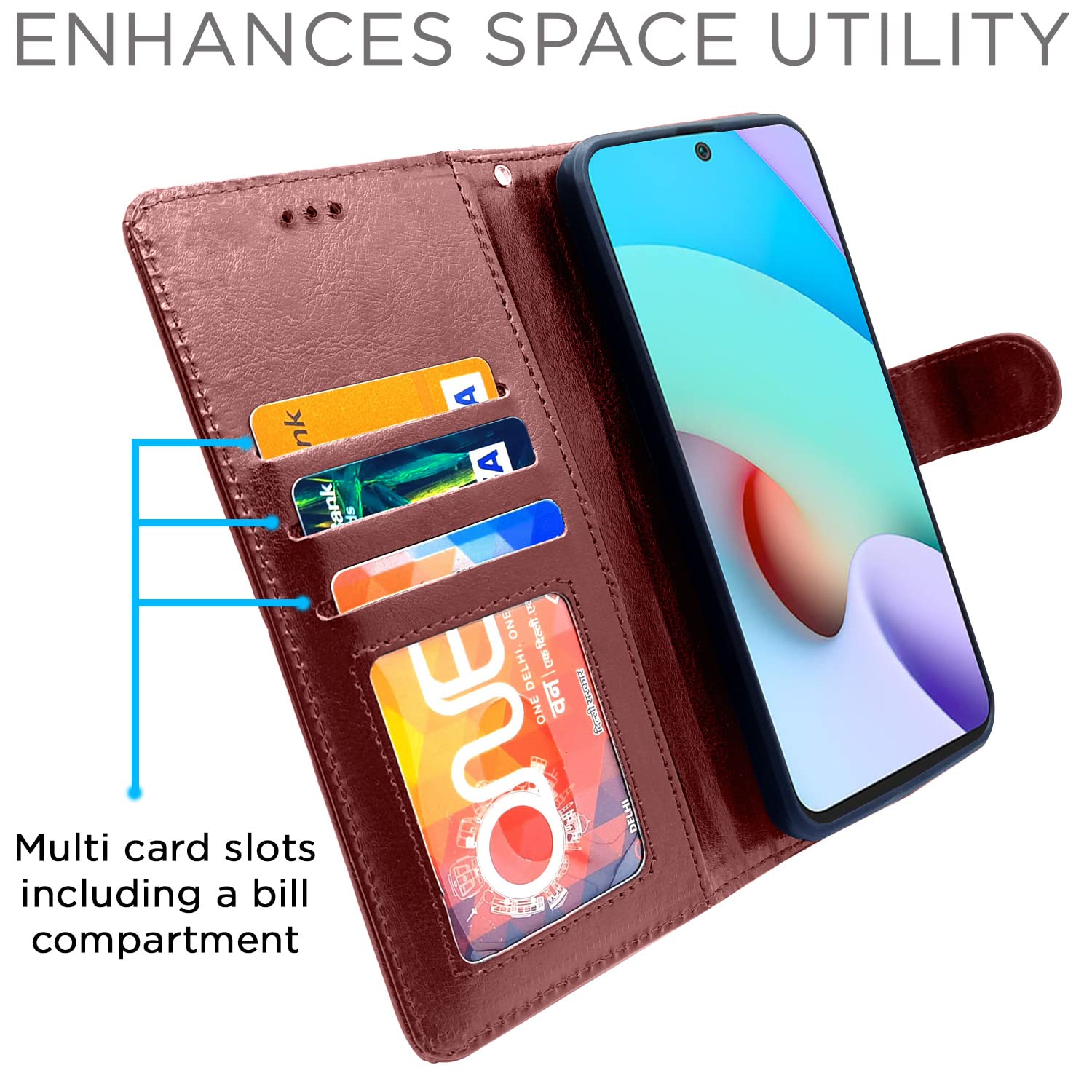 Pikkme Mi Redmi 10 Prime Vintage Flip Cover | Brown