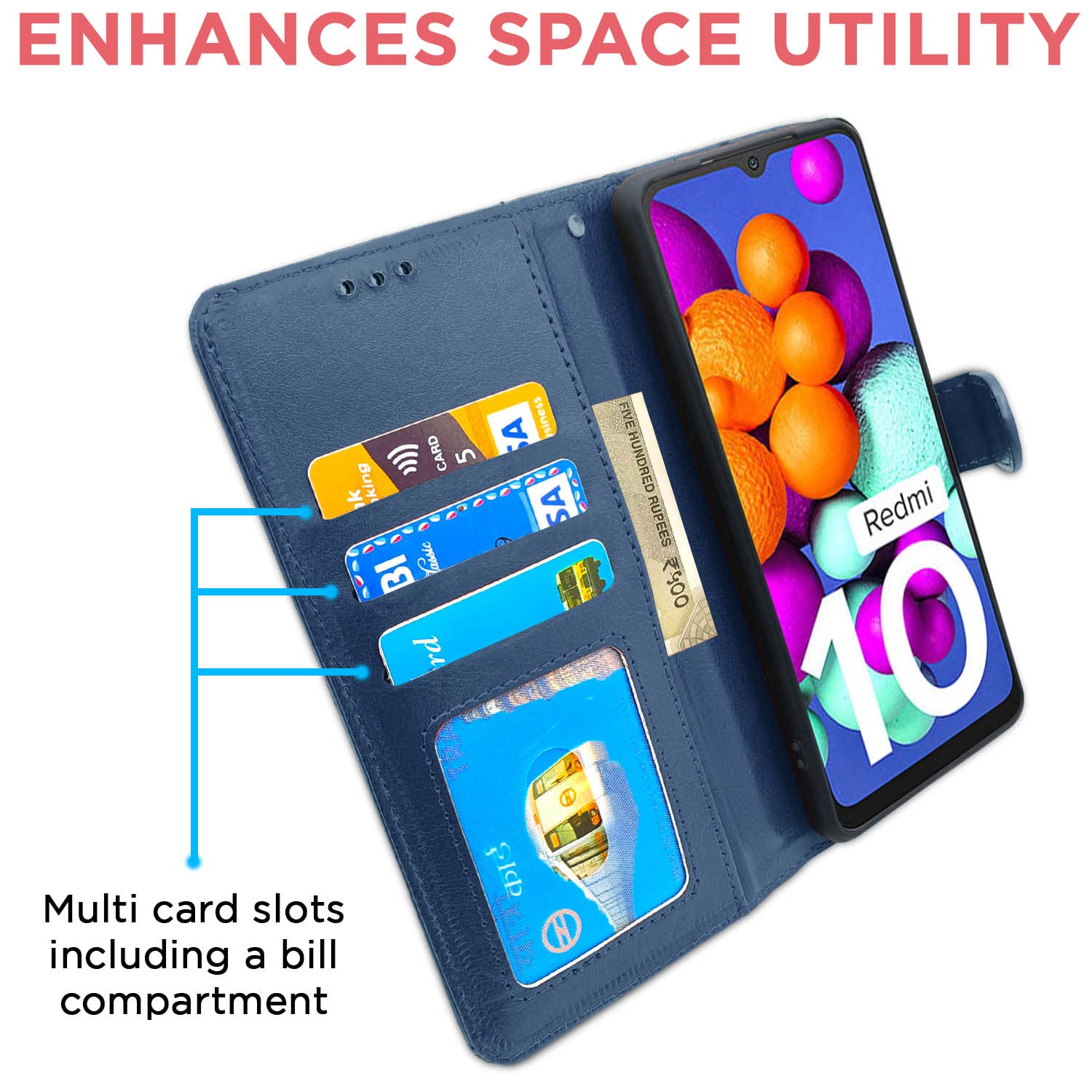 Pikkme Mi Redmi 10 / Redmi 10 Power Vintage Flip Cover | Blue