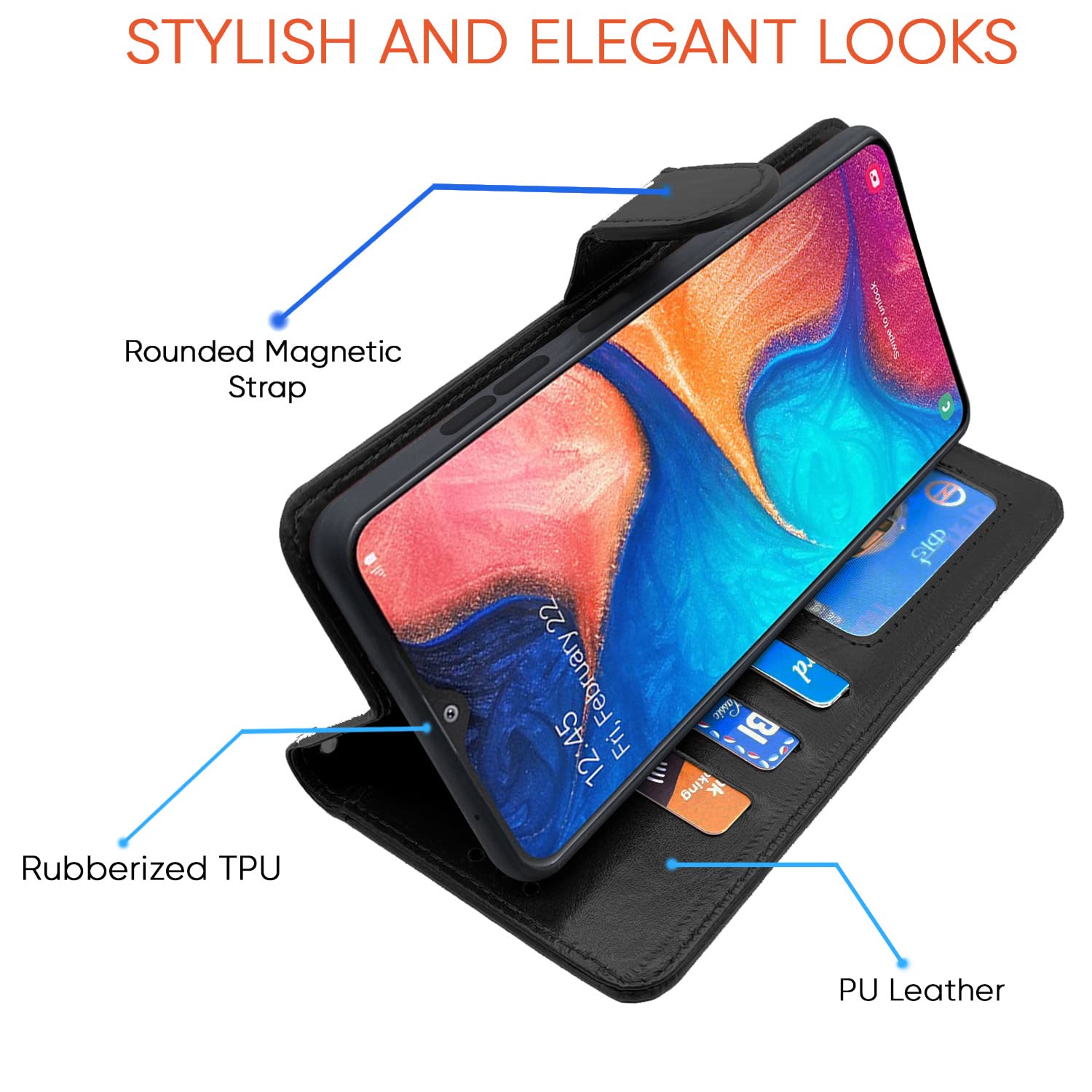 Pikkme Samsung Galaxy A30 / A20 / M10s Vintage Flip Cover | Black