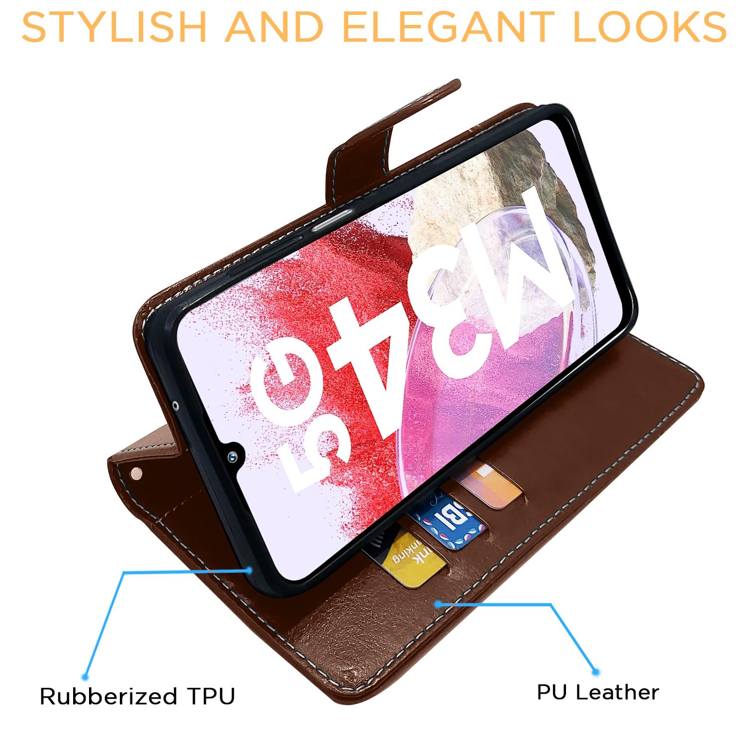 Pikkme brown Contrast wallet flip cover for Samsung M34 5G – photo 5