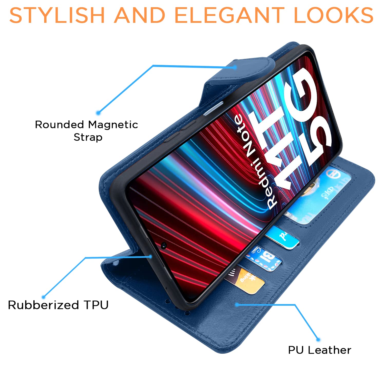 Pikkme Redmi Note 11T 5G / Poco M4 Pro 5G Vintage Flip Cover | Blue